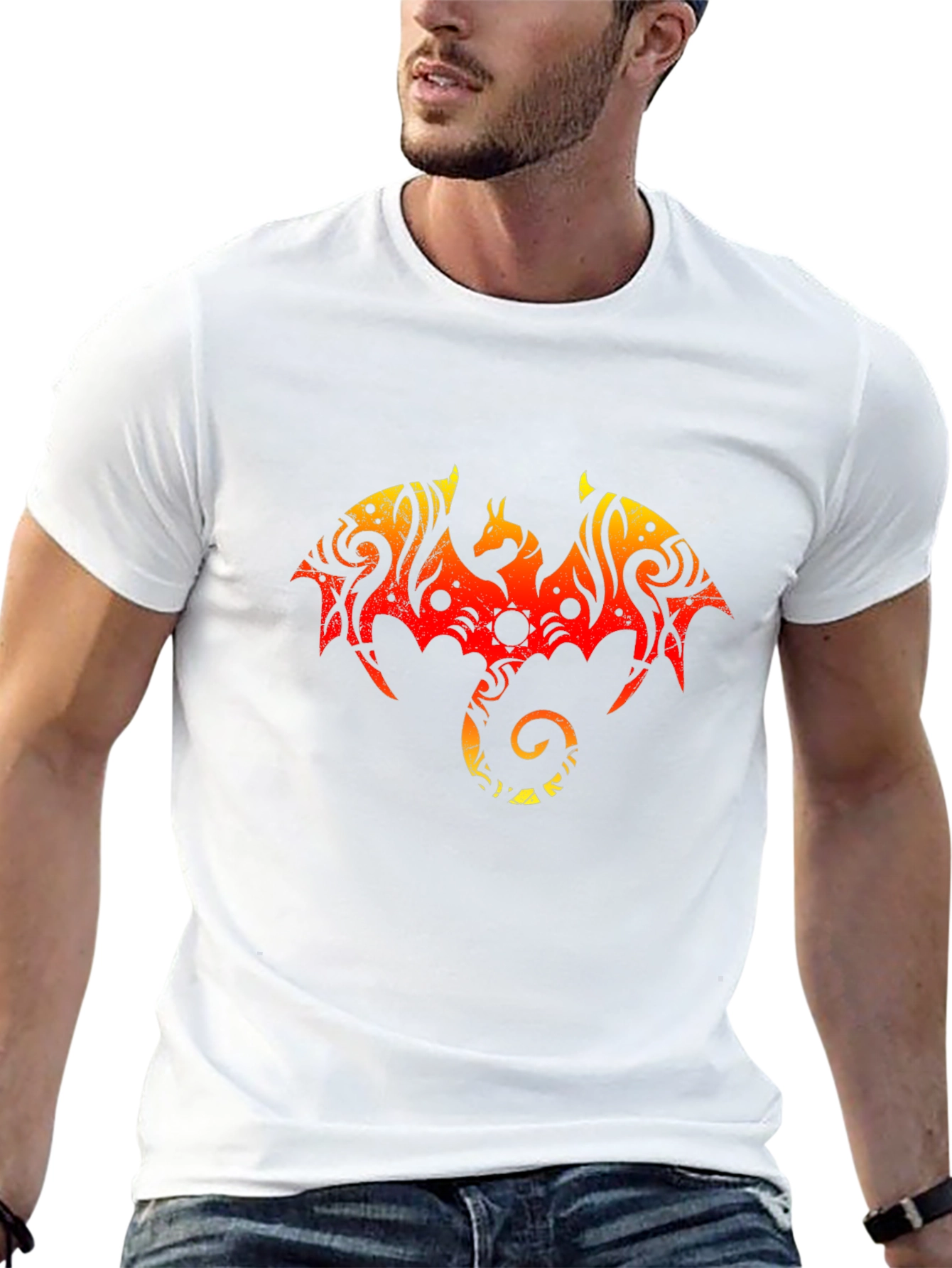 Fiery Dragon Graphic Tee - Black