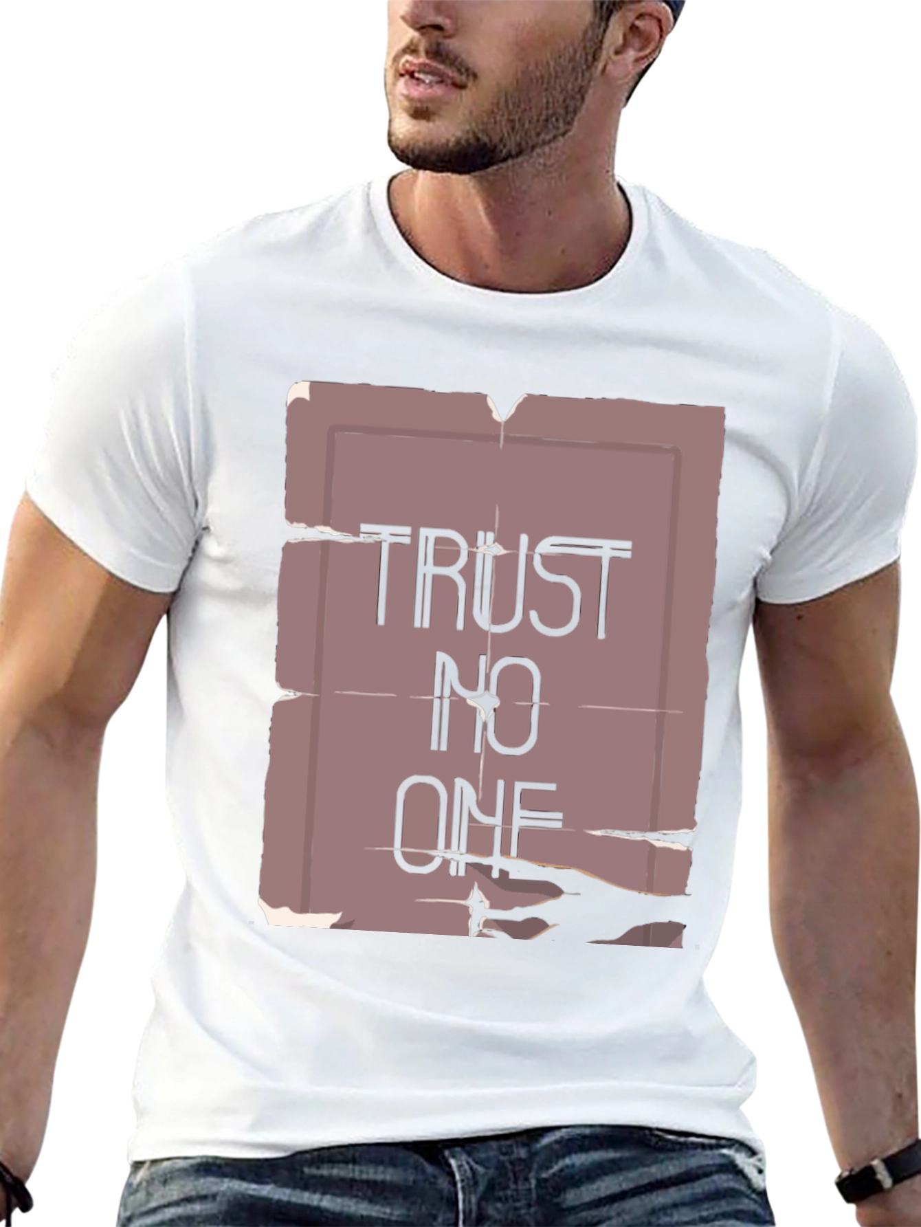 Trust No One Graphic Tee - Black Cotton Blend
