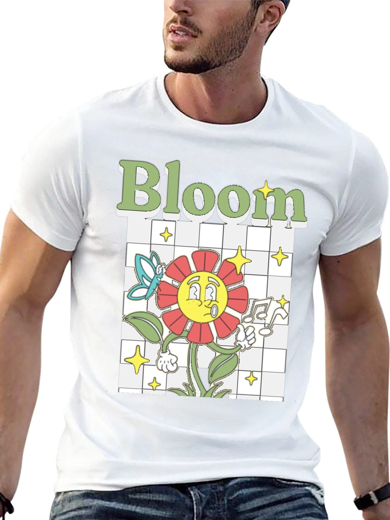 Bloom Graphic Tee - Retro Cartoon Flower T-Shirt