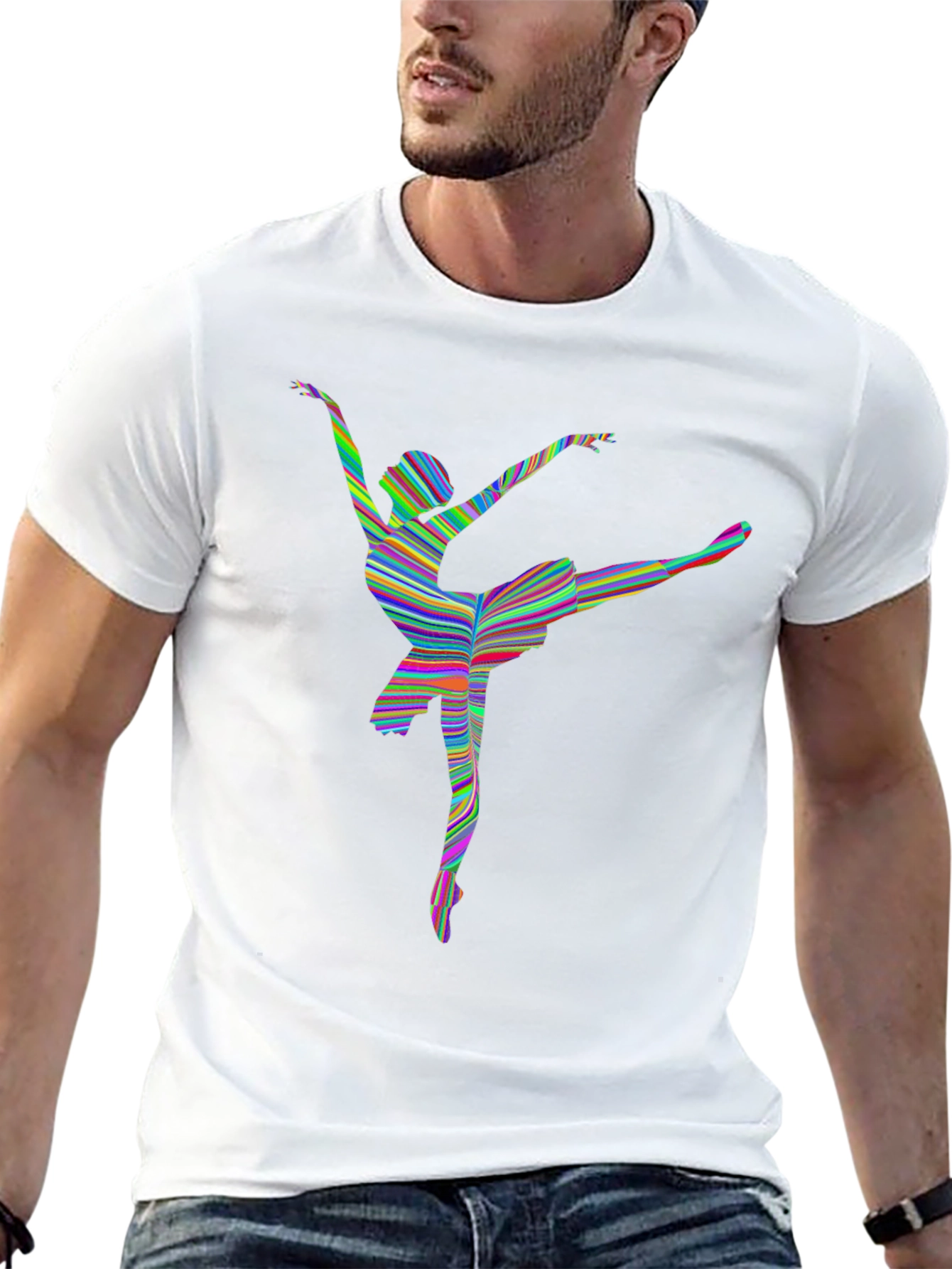 Stripped Ballerina Graphic T-Shirt
