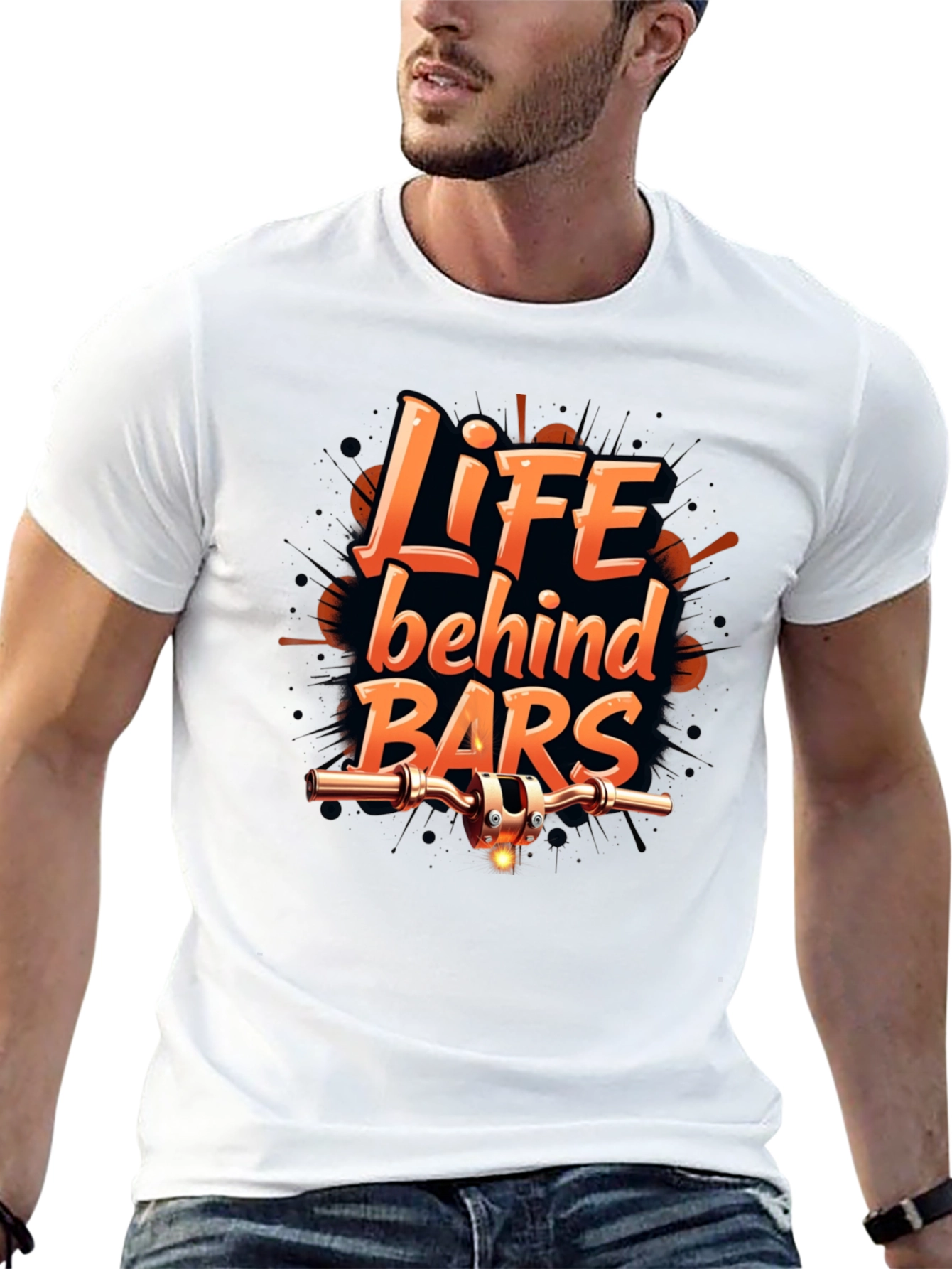 Life Behind Bars Graphic Tee - Biker T-Shirt
