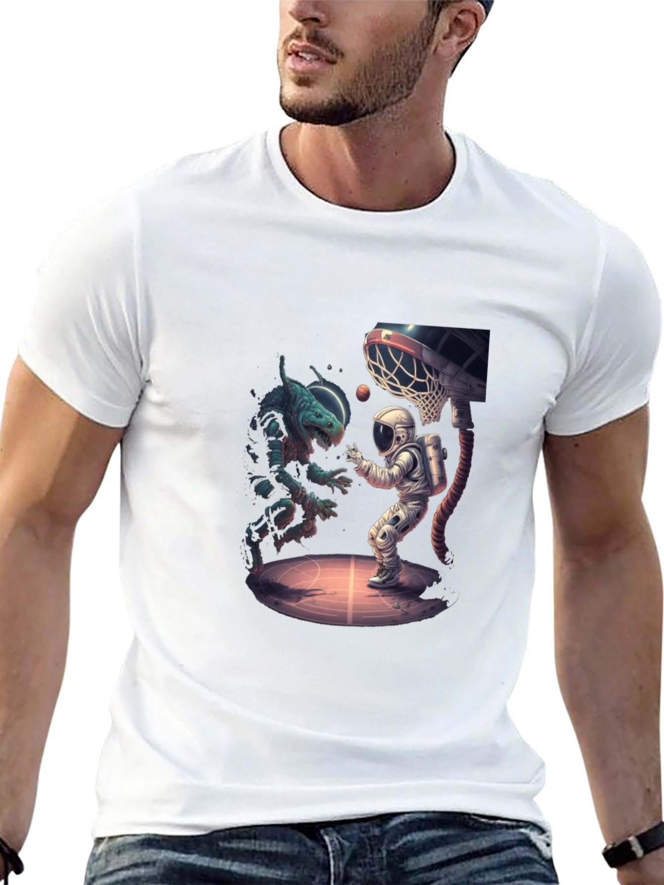 Cosmic Basketball T-Shirt - Alien vs Astronaut