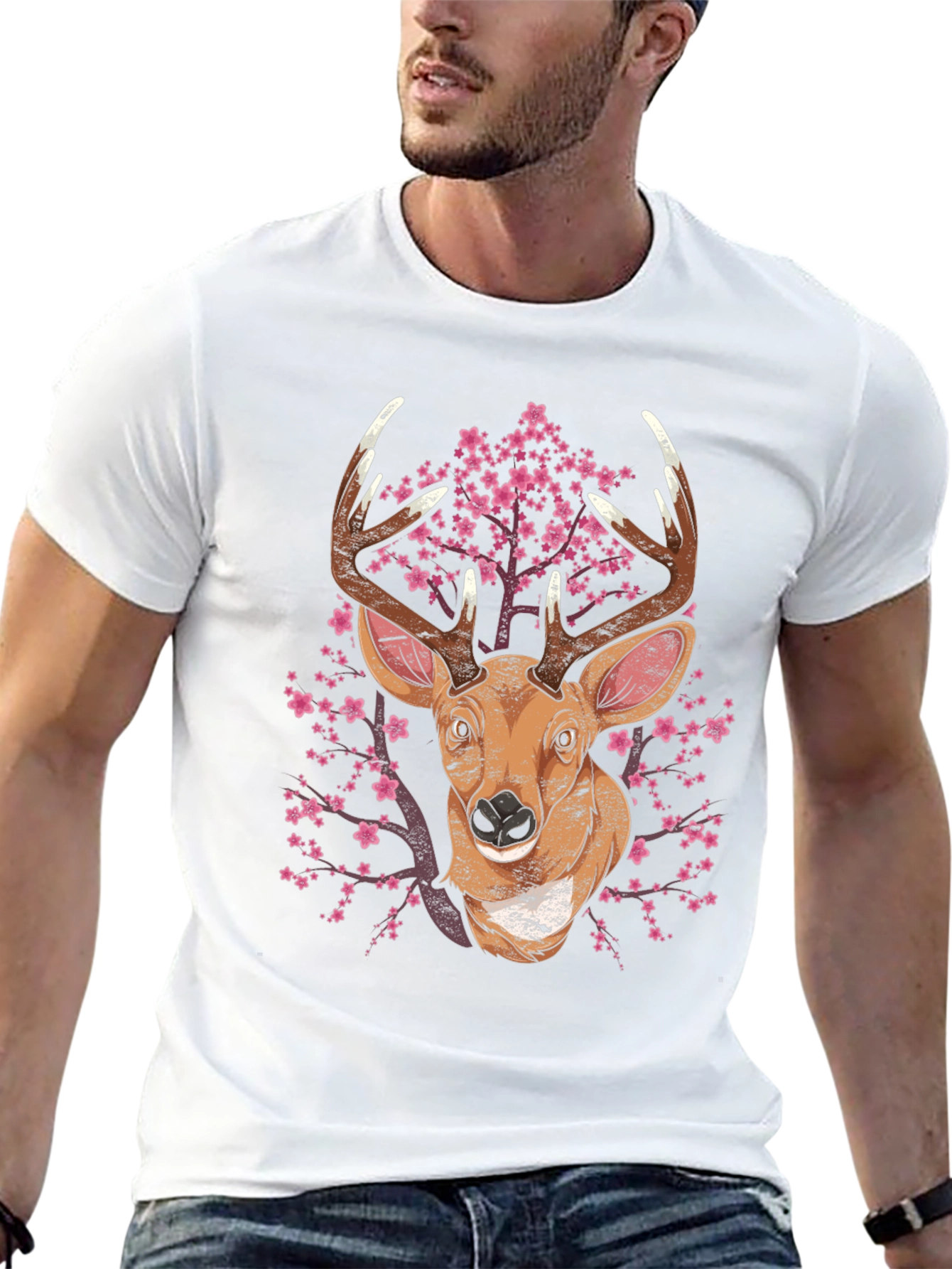 Deer & Cherry Blossom Graphic Tee
