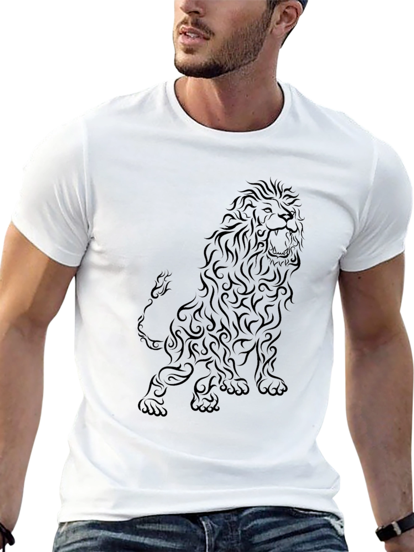 Lion Graphic Black T-Shirt - Bold Statement Tee
