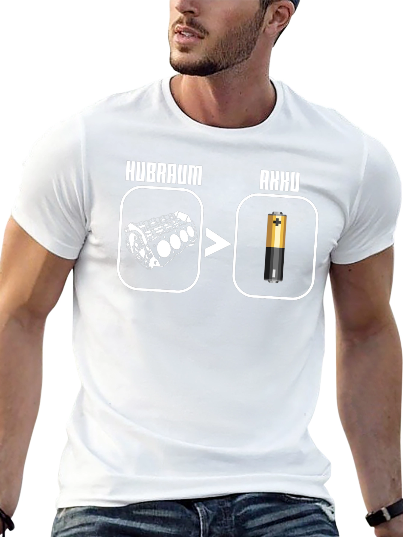 Hubraum Akku T-Shirt - Electric Vehicle Humor