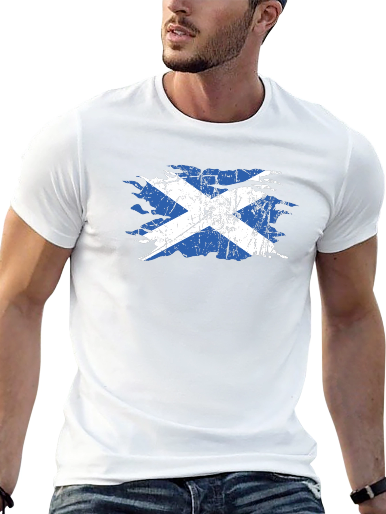 Scotland Flag Distressed Graphic Tee