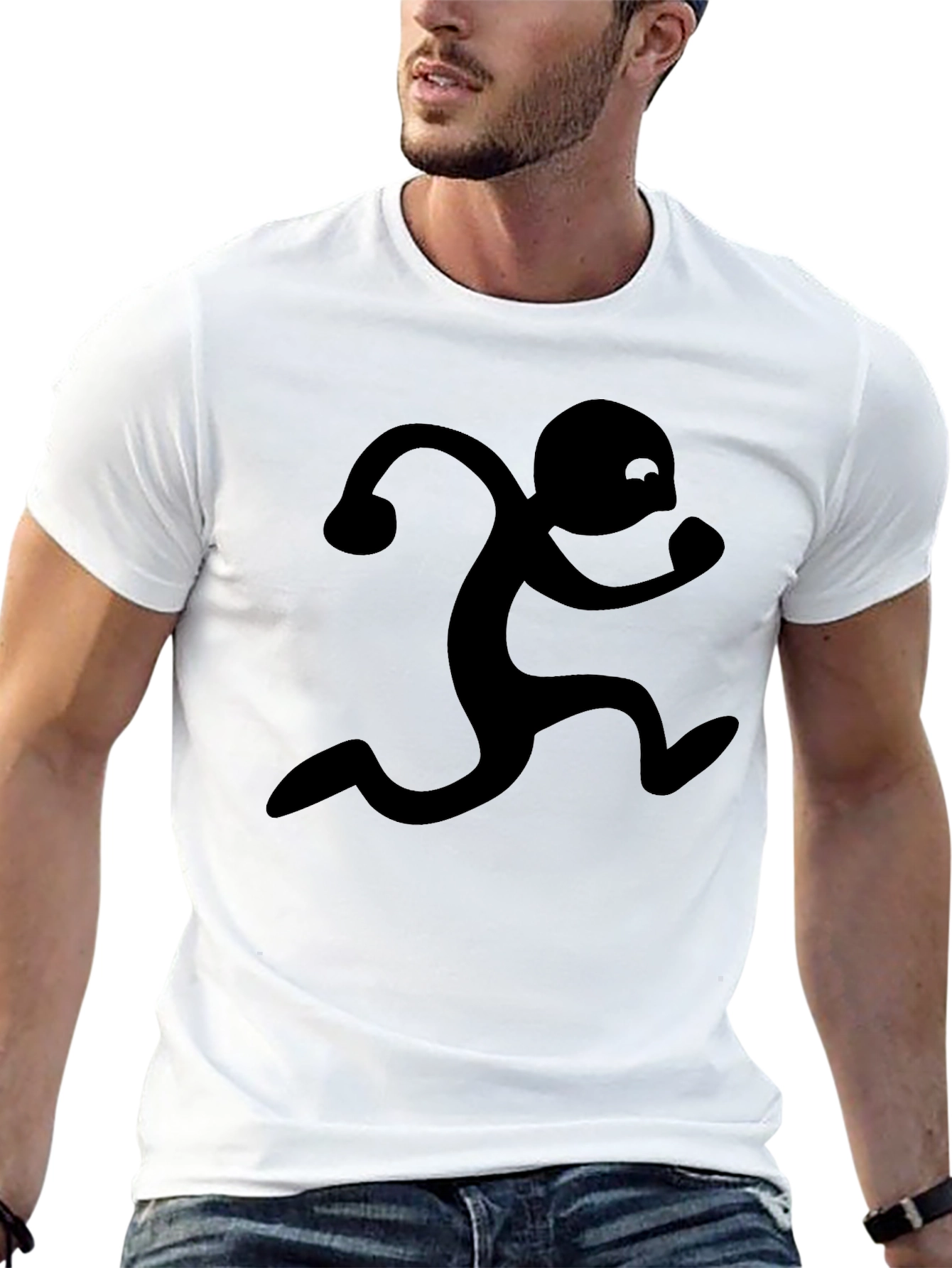 Running Man Graphic Tee - Black Cotton Blend
