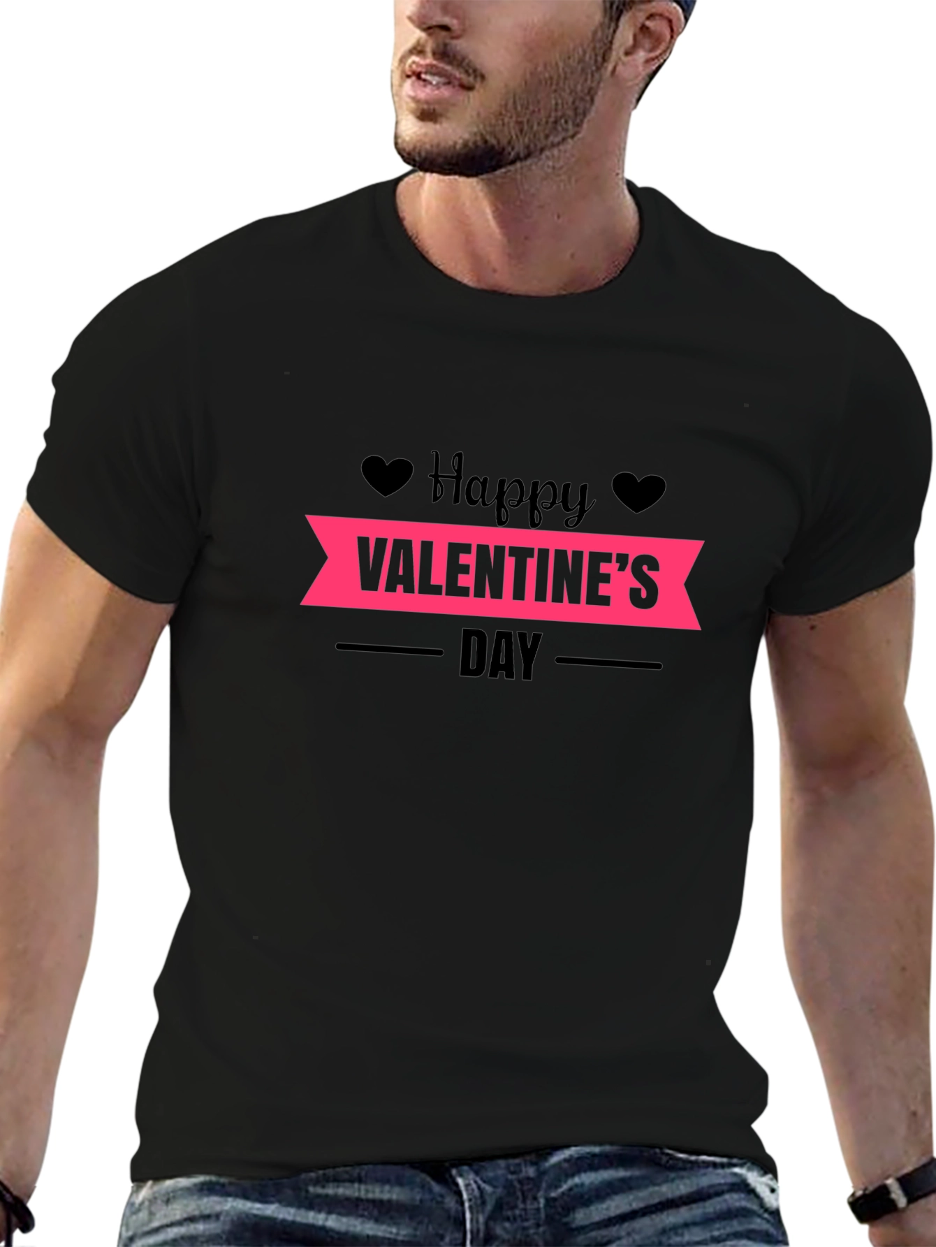 Happy Valentines Day Black T-Shirt