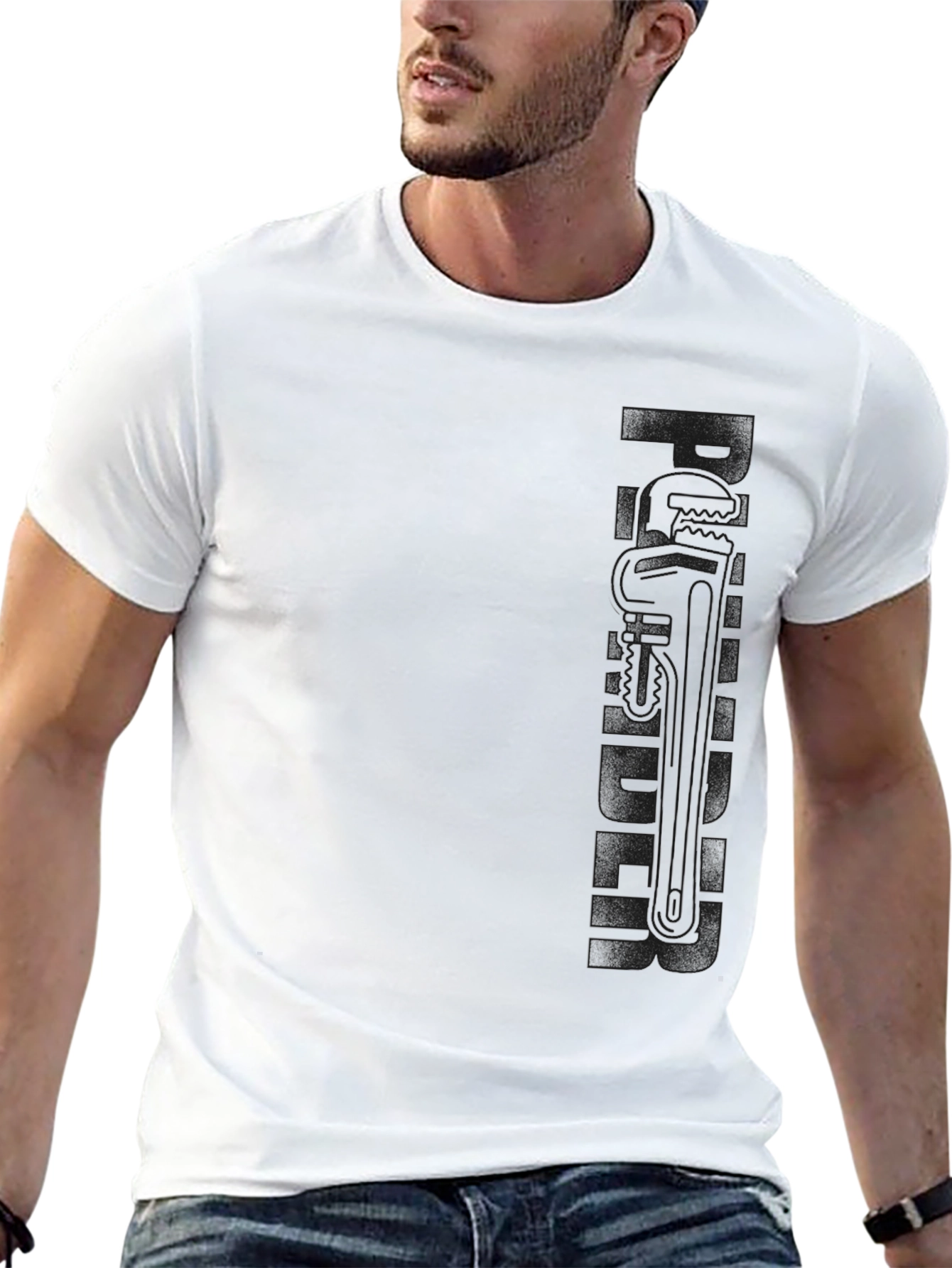 Black Plumber Graphic Print T-Shirt