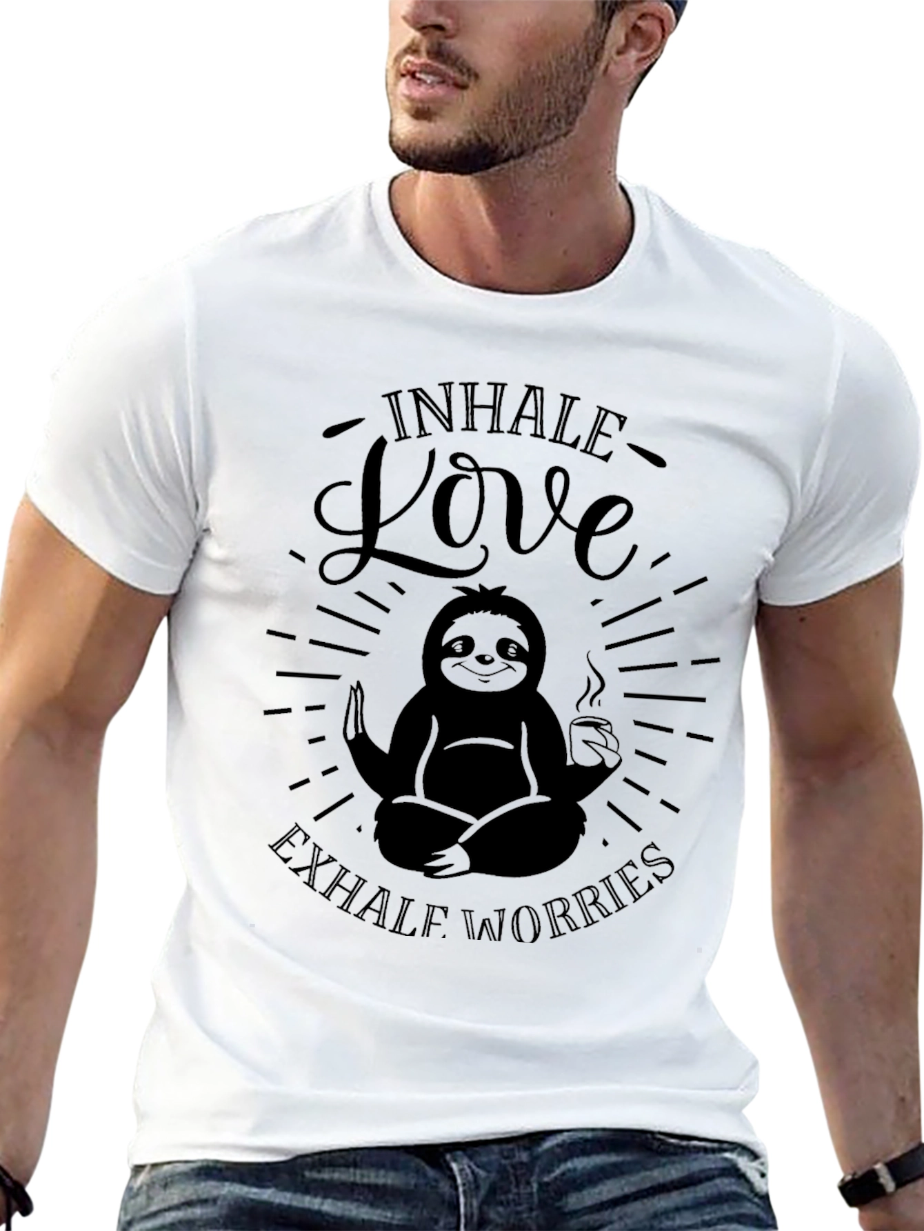 Inhale Love Exhale Worries Sloth Graphic T-Shirt