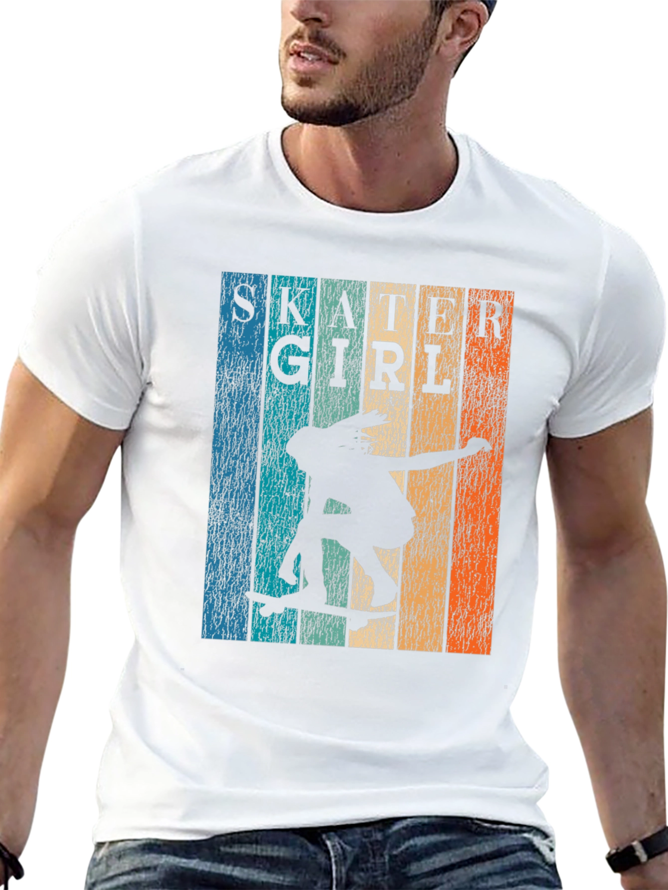 Skater Girl Retro Graphic T-Shirt