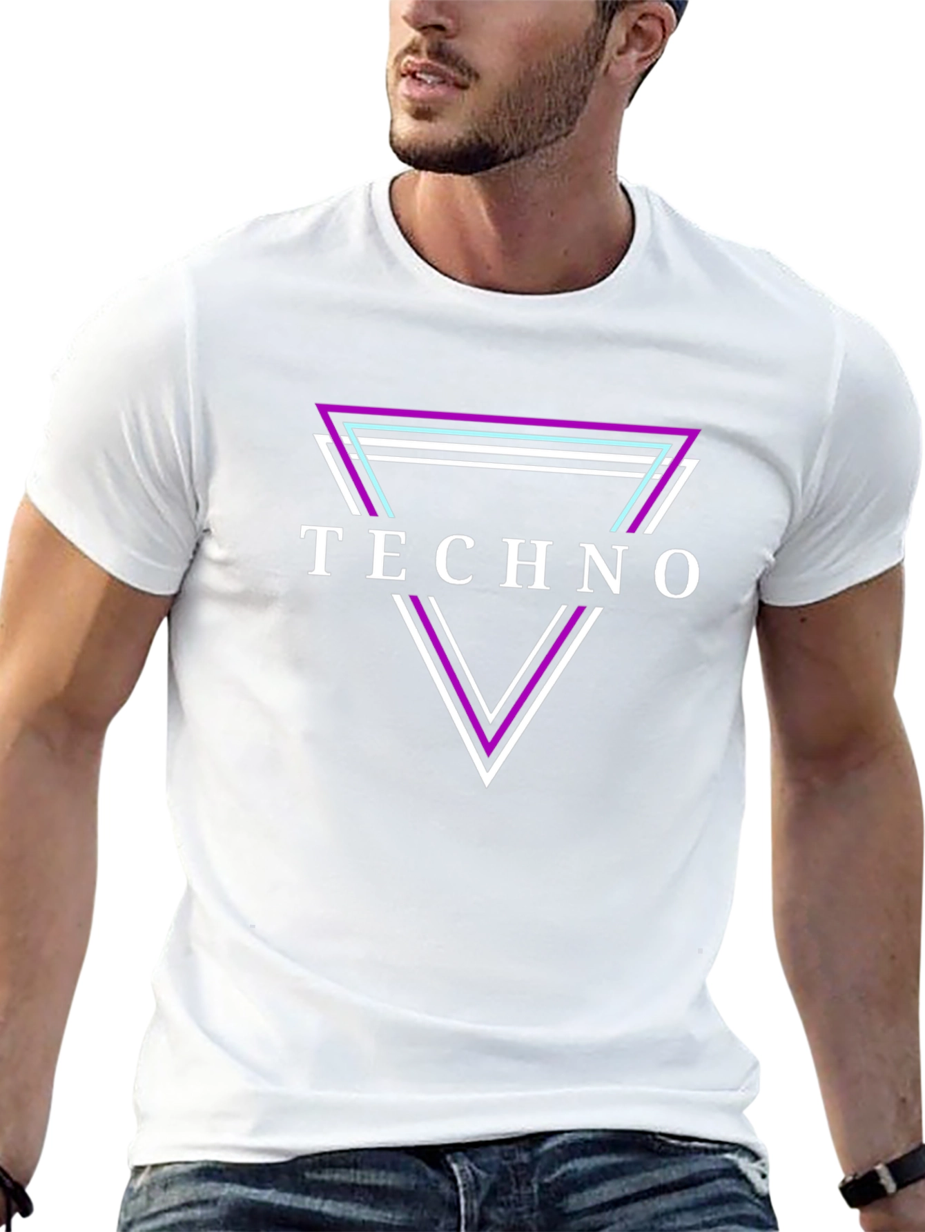 Techno Triangle Graphic Tee - Rave Style Shirt