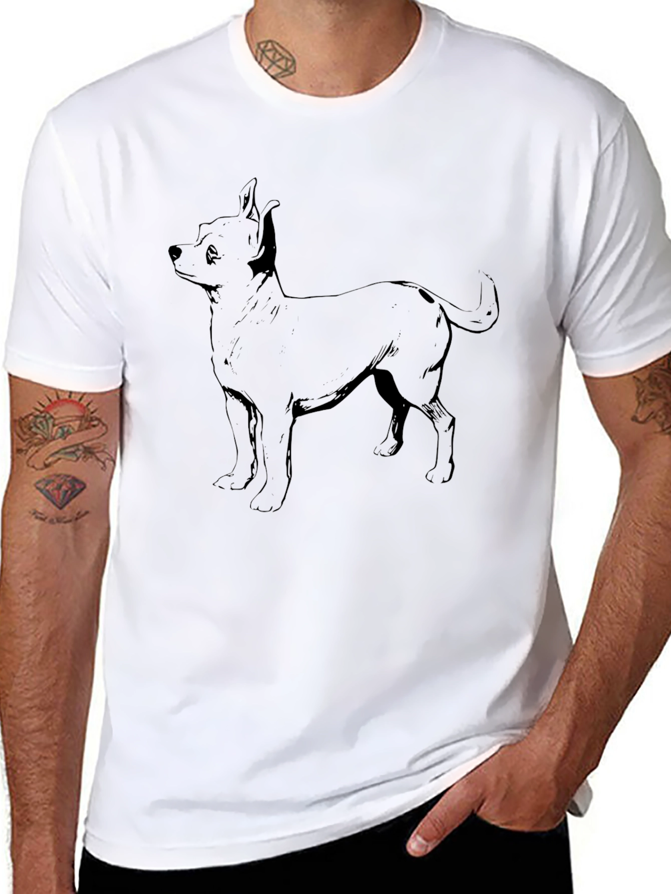 Chihuahua Dog Graphic T-Shirt - Mens Black Tee