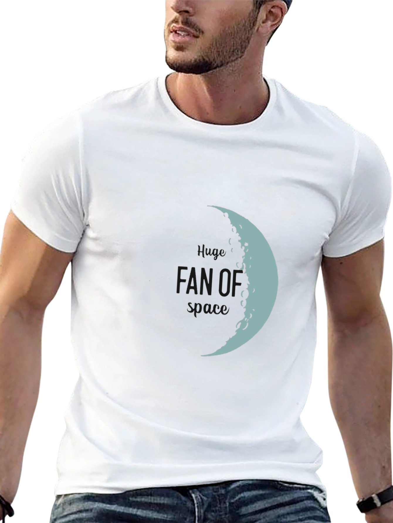 Lunar Crescent Graphic Tee - Soft Black Cotton