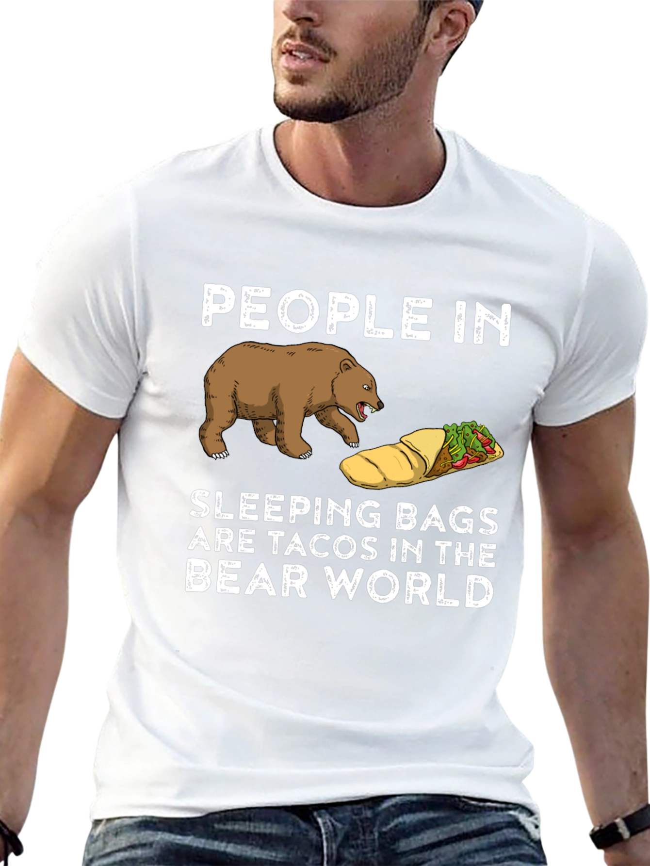 Bear World Taco Sleeping Bag Funny T-Shirt