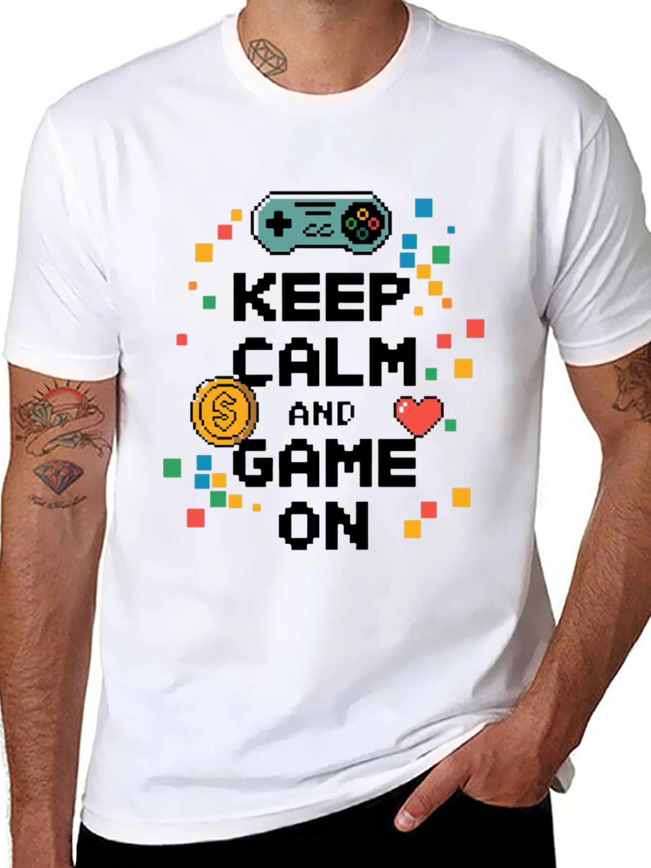Keep Calm and Game On Black T-Shirt