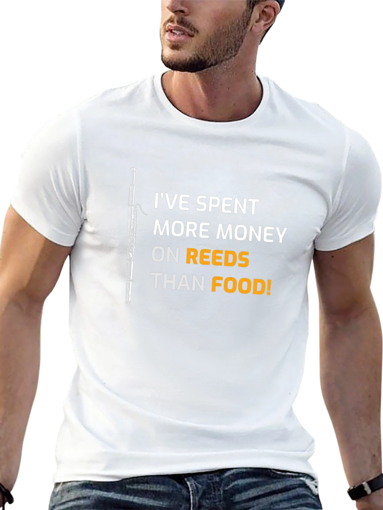 Musicians Humor T-Shirt: Reeds Over Food!