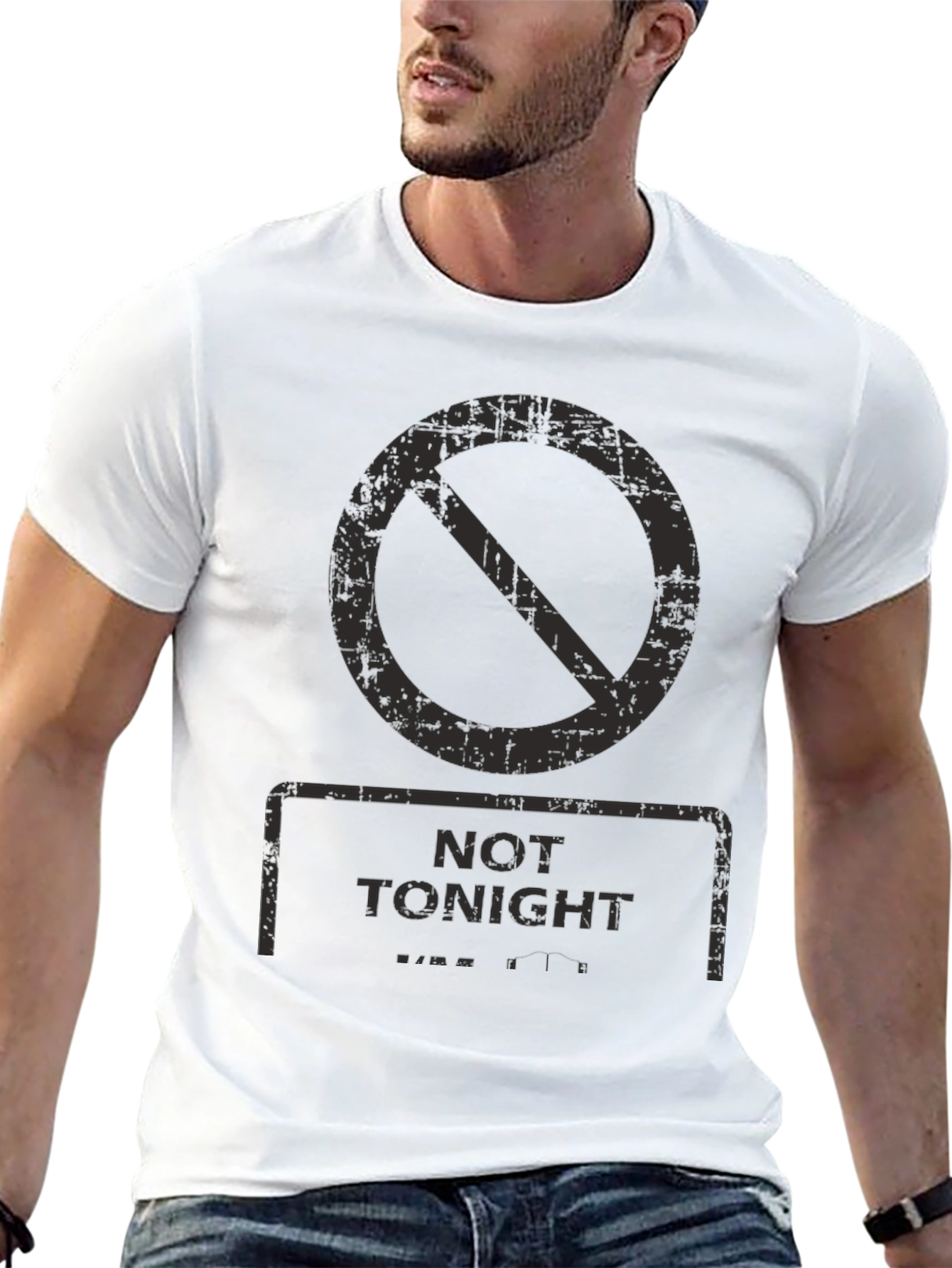 Not Tonight Graphic Tee - Black Crew Neck
