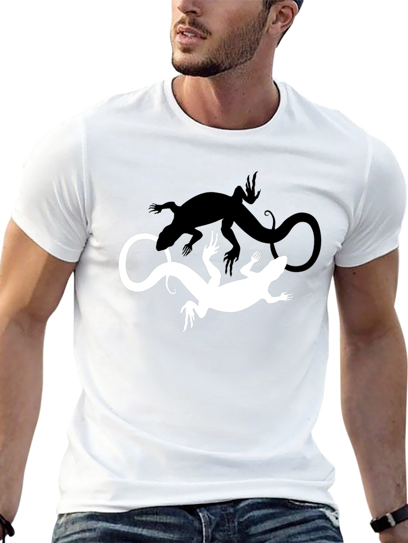 Yin Yang Lizard Tee - Mens Black Graphic T-Shirt