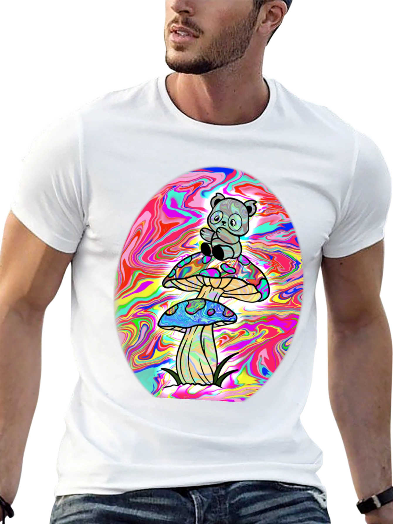Panda Mushroom Psychedelic T-Shirt