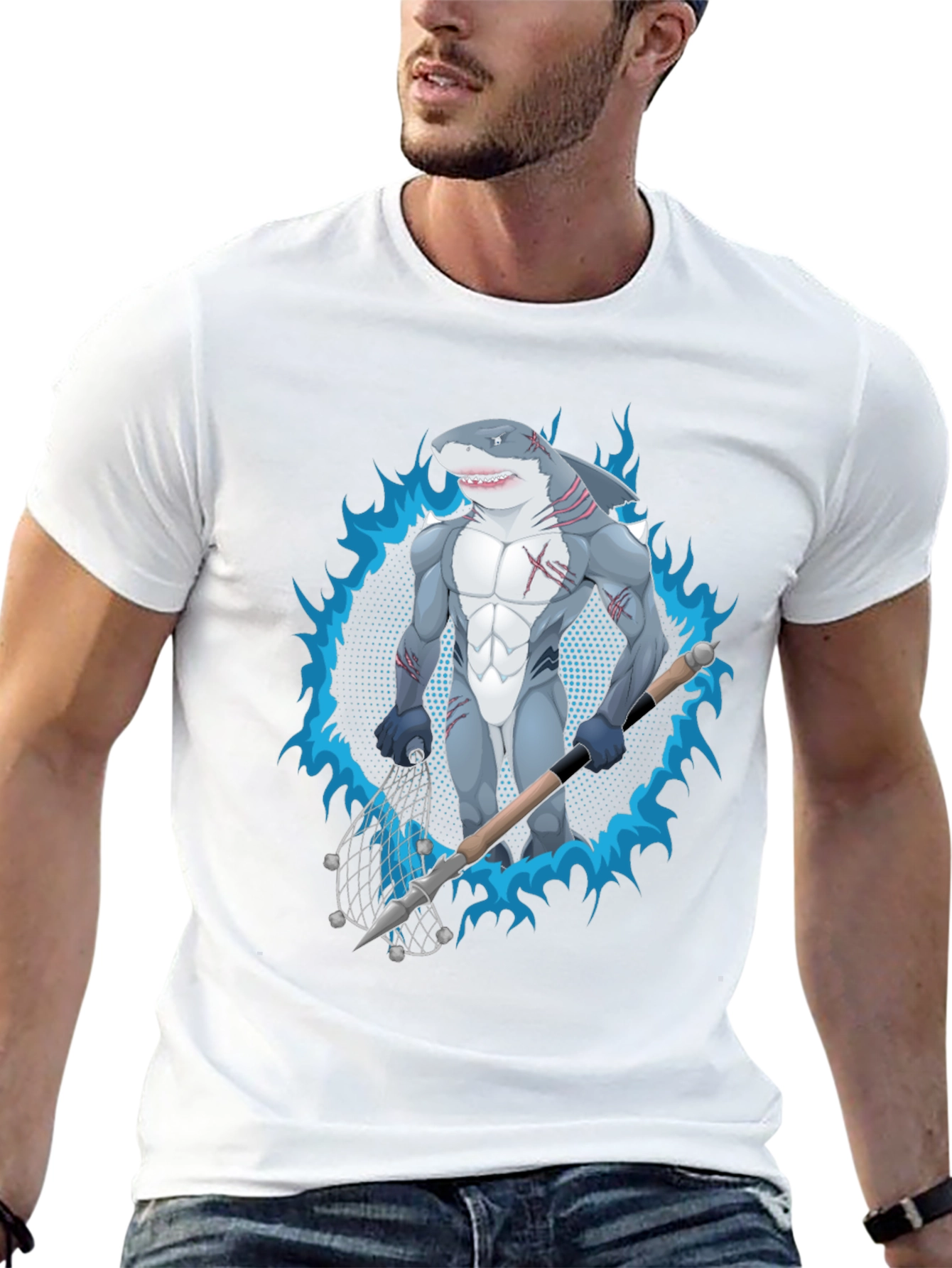 Shark Hunter Graphic Tee - Black Cotton