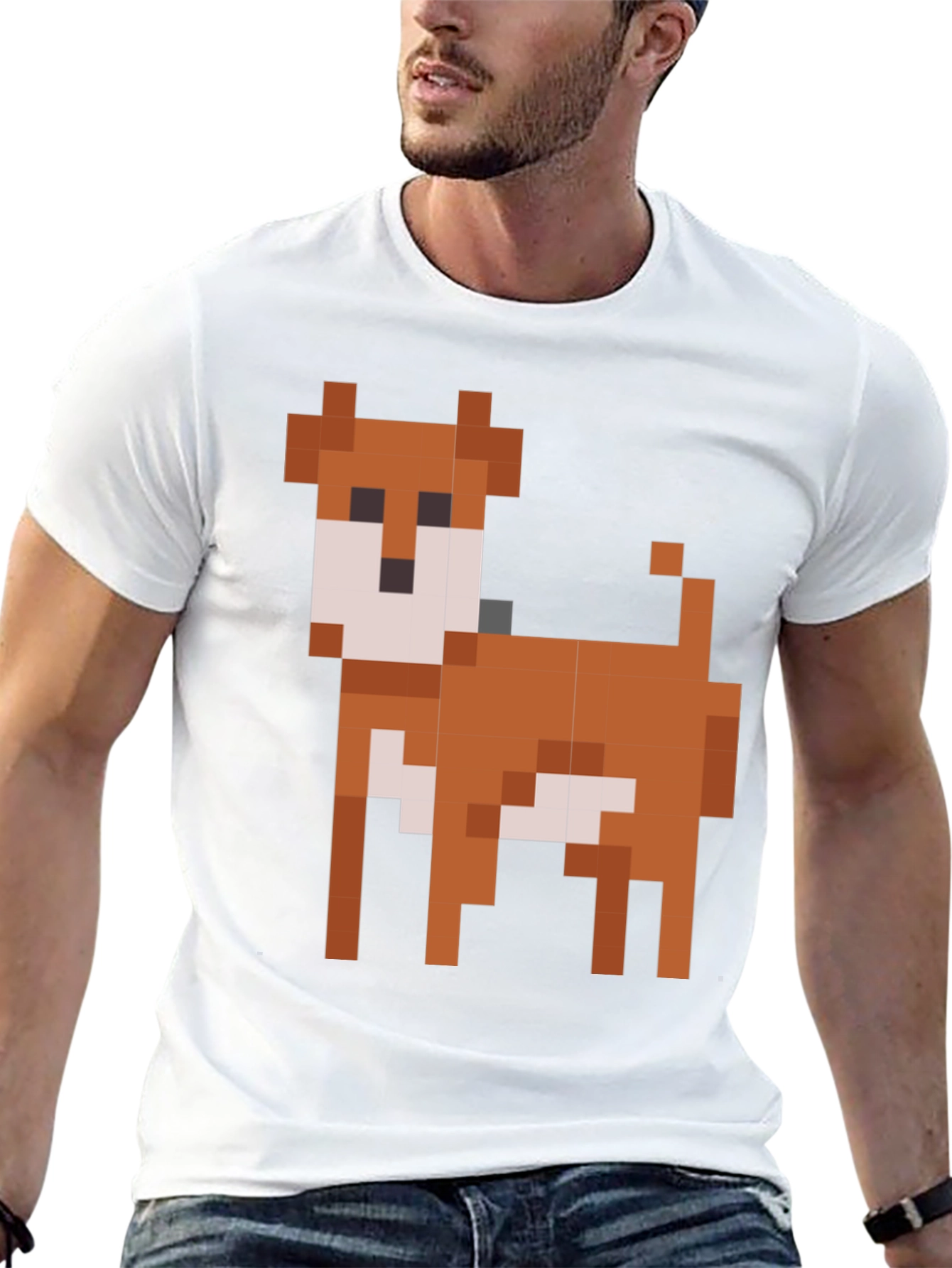 Pixel Dog Graphic T-Shirt - Black Cotton Blend