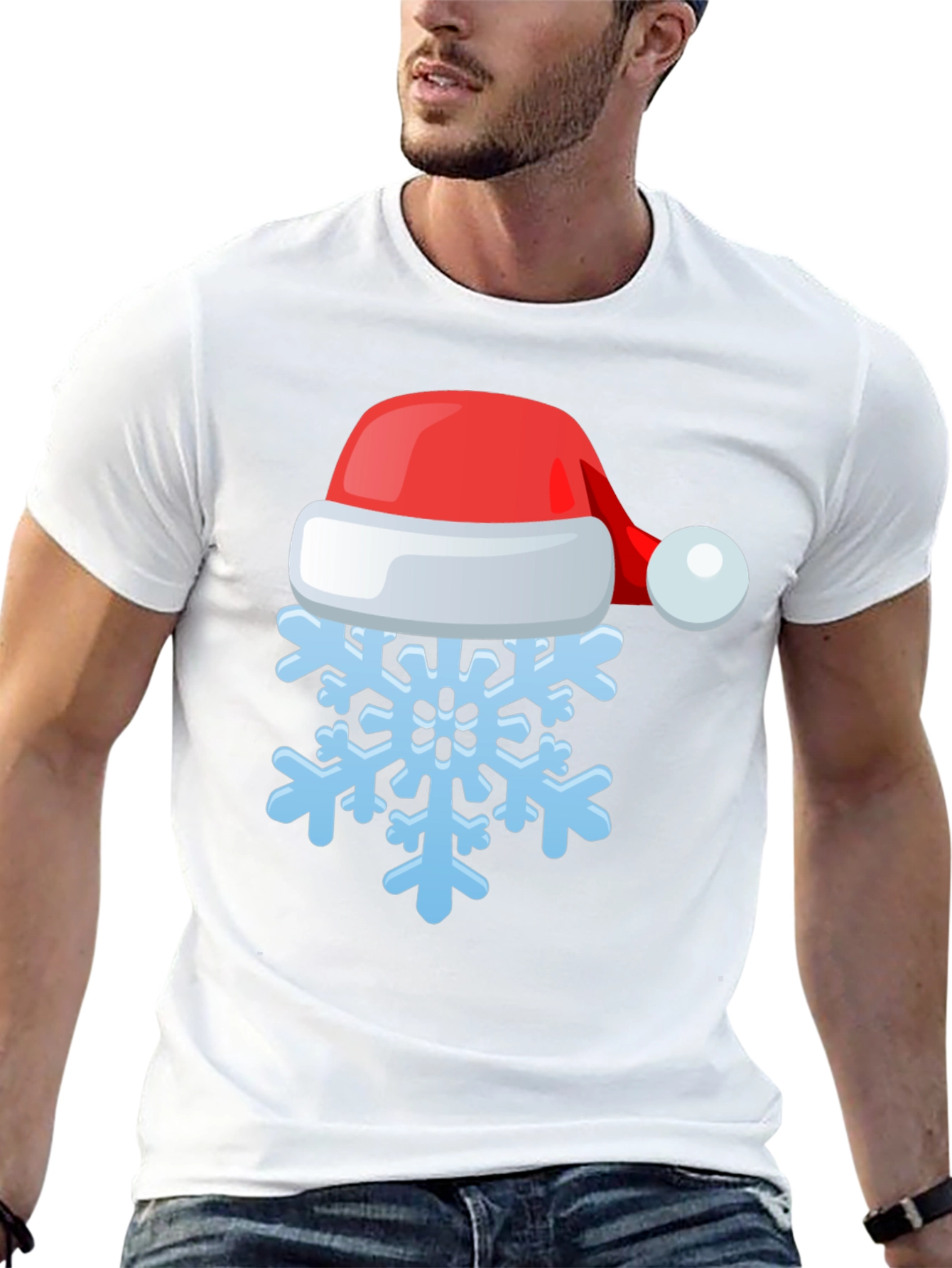 Festive Snowflake Santa Hat Graphic Tee