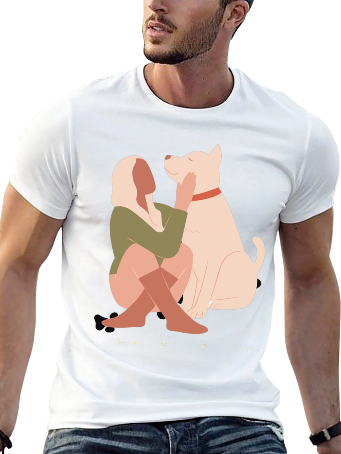 Stylish Graphic Tee - Dog & Woman