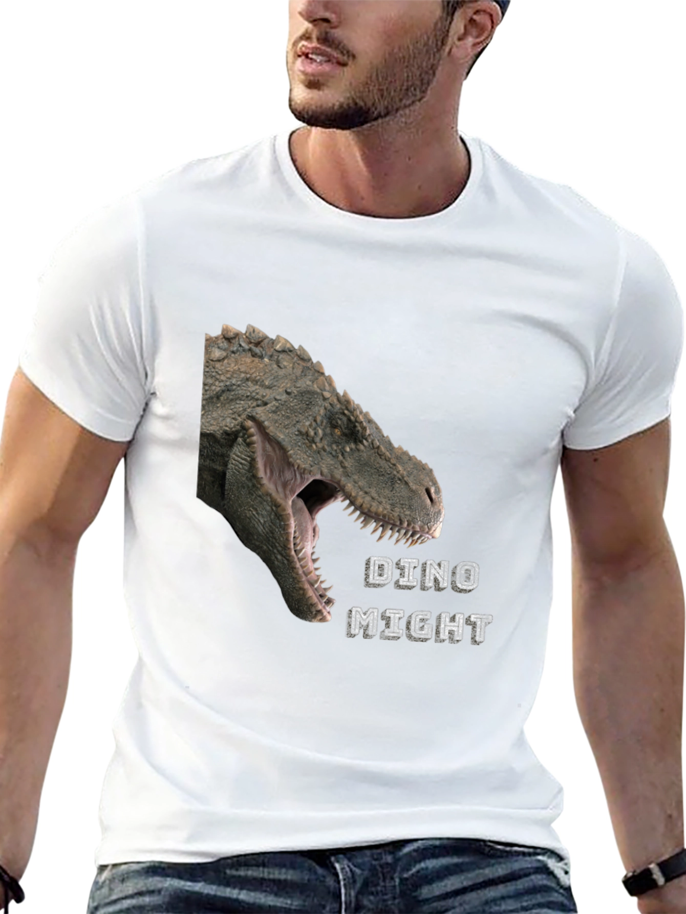 Dino Might T-Shirt - Black Dinosaur Graphic Tee