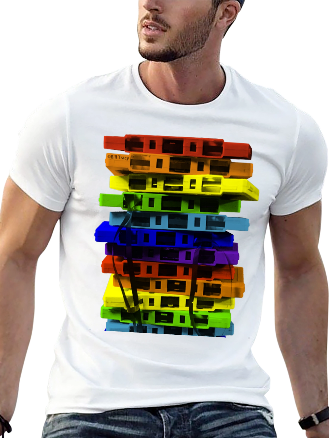 Retro Cassette Tape Stack Graphic Tee