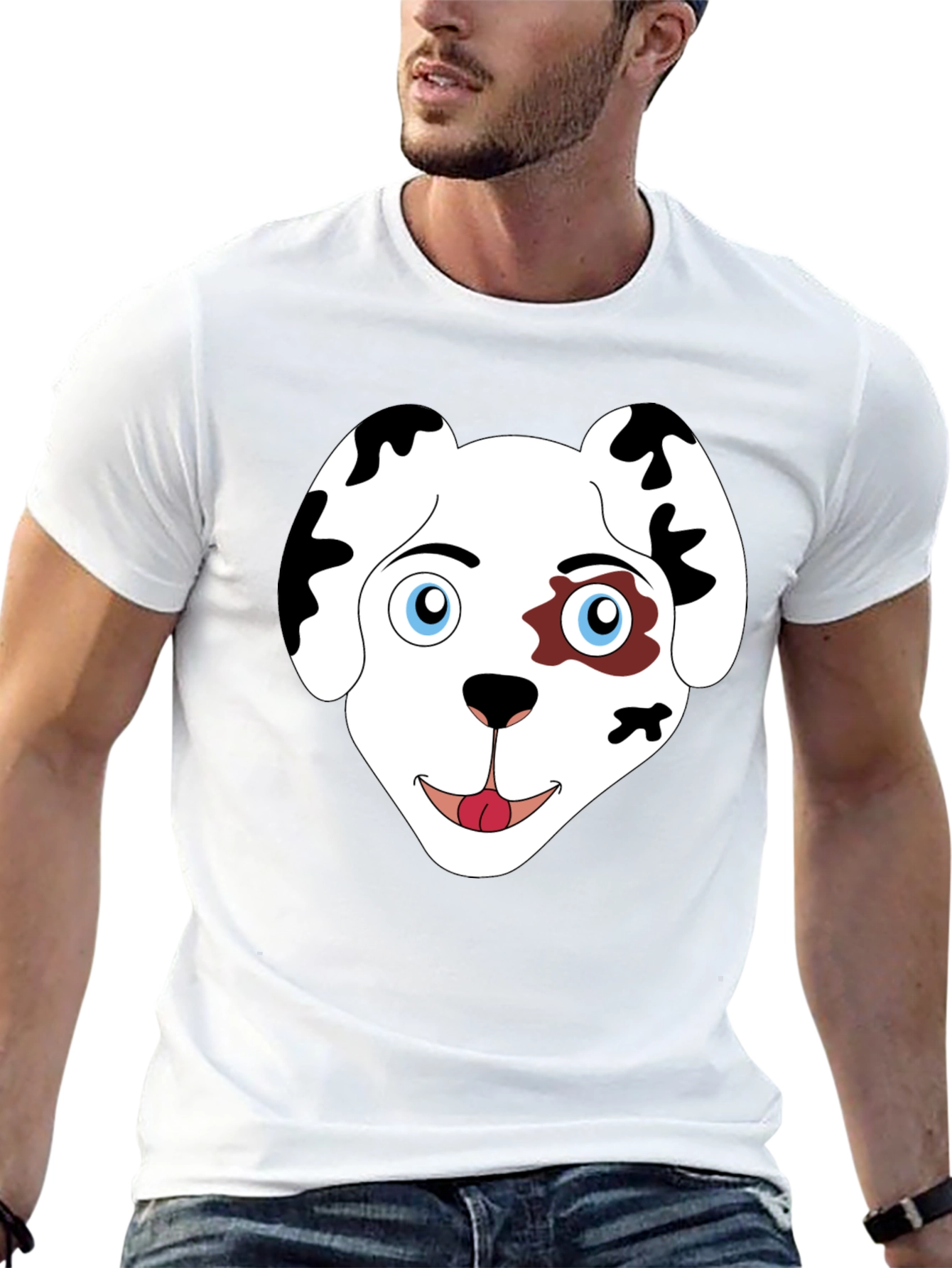 Dog Face Graphic Print Black T-Shirt
