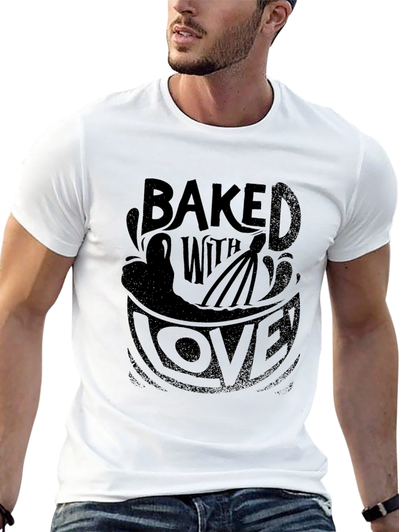 Baked with Love Graphic Print Black T-Shirt