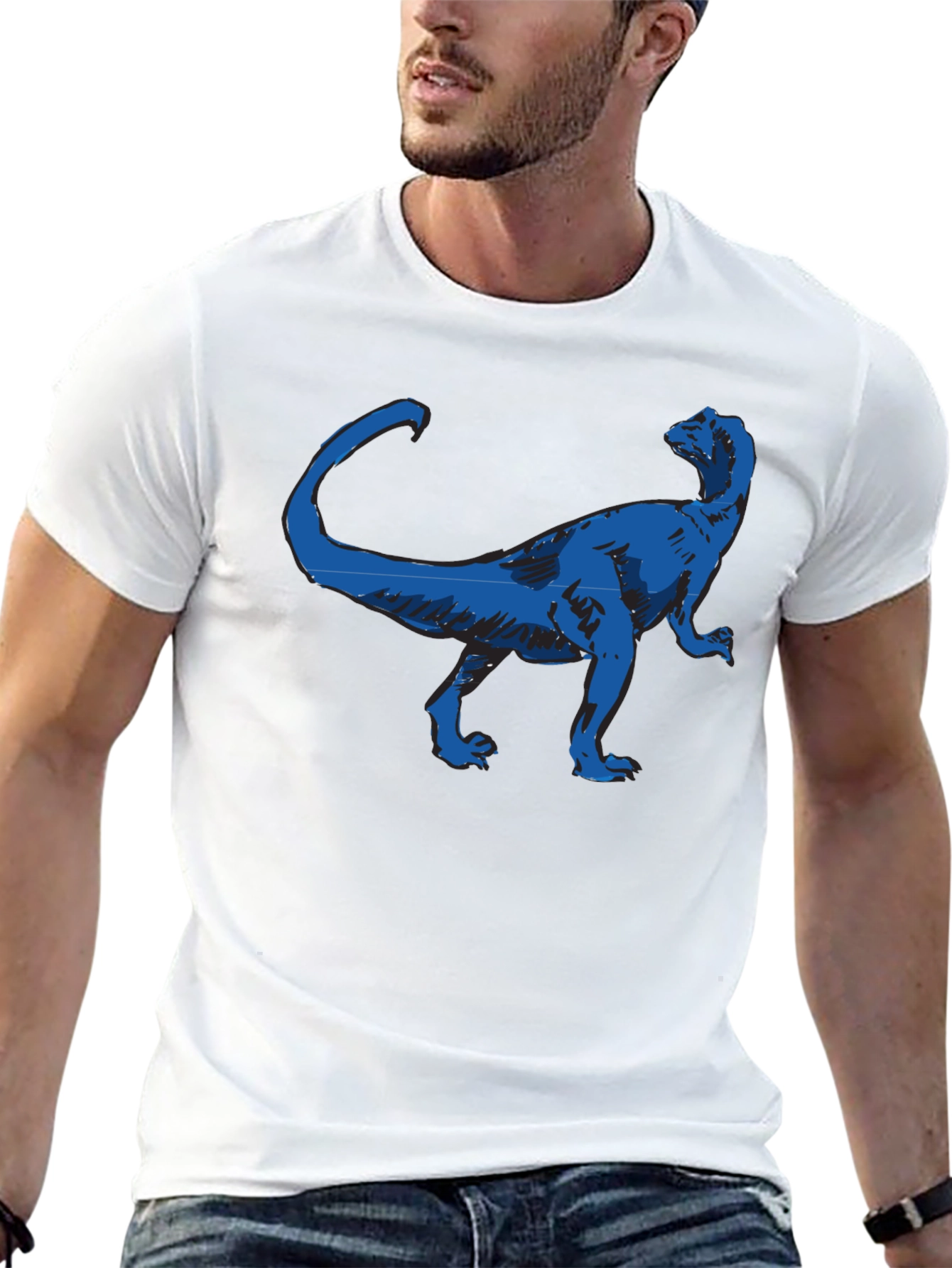 Dino Graphic Tee - Cool Blue Dinosaur Design