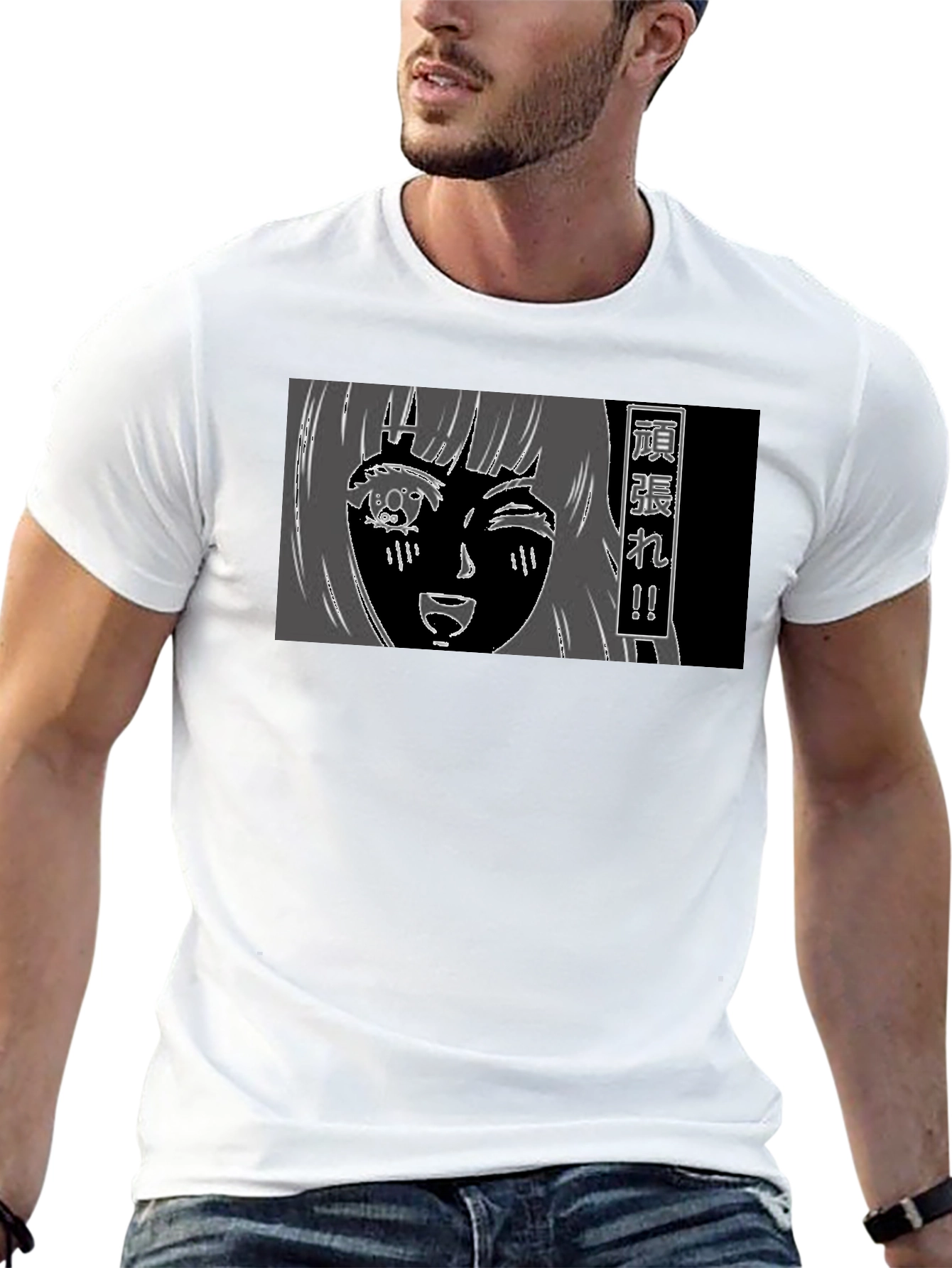 Anime Girl Graphic Tee - Black Cotton T-Shirt
