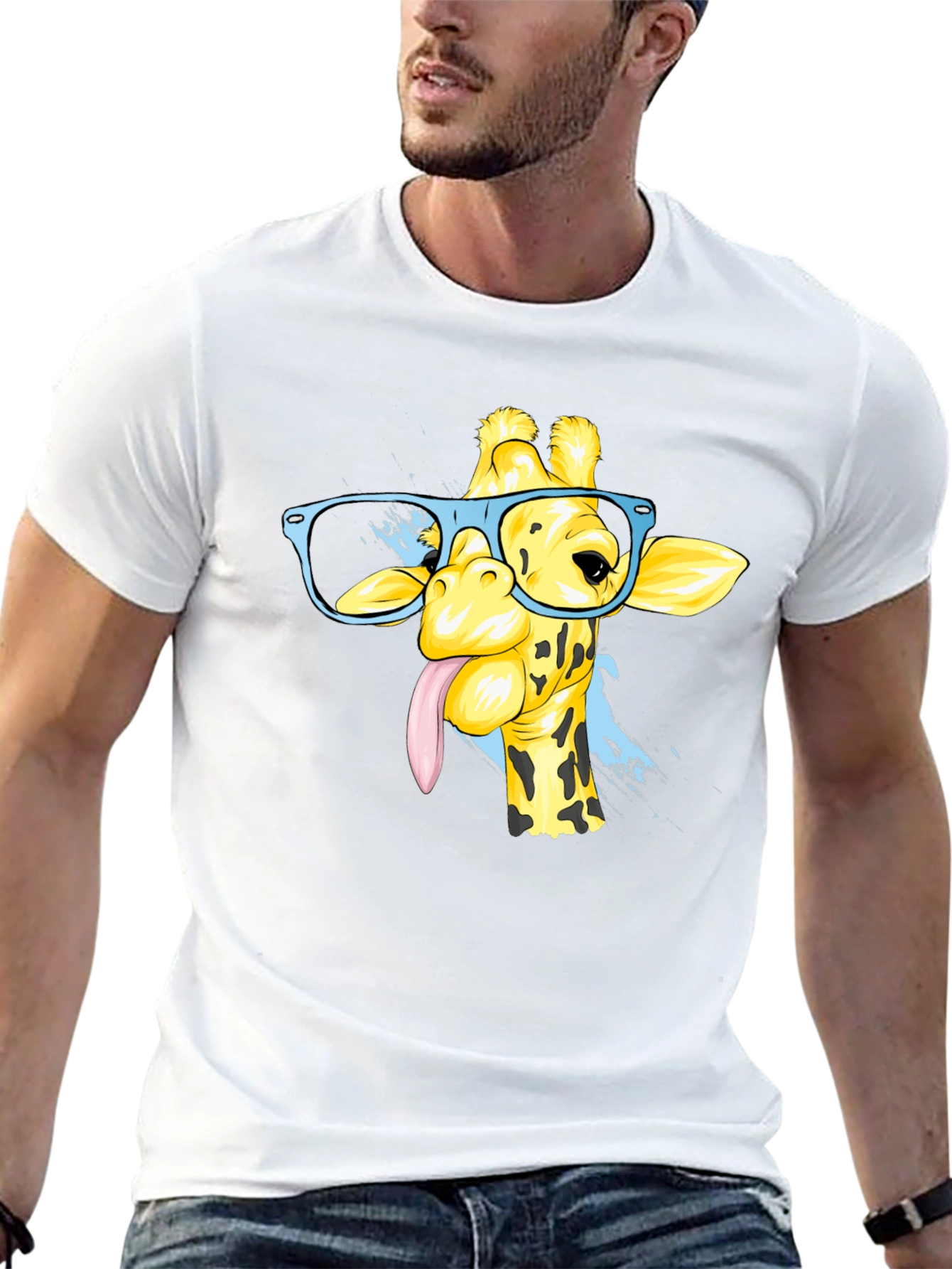 Giraffe with Glasses Graphic Tee