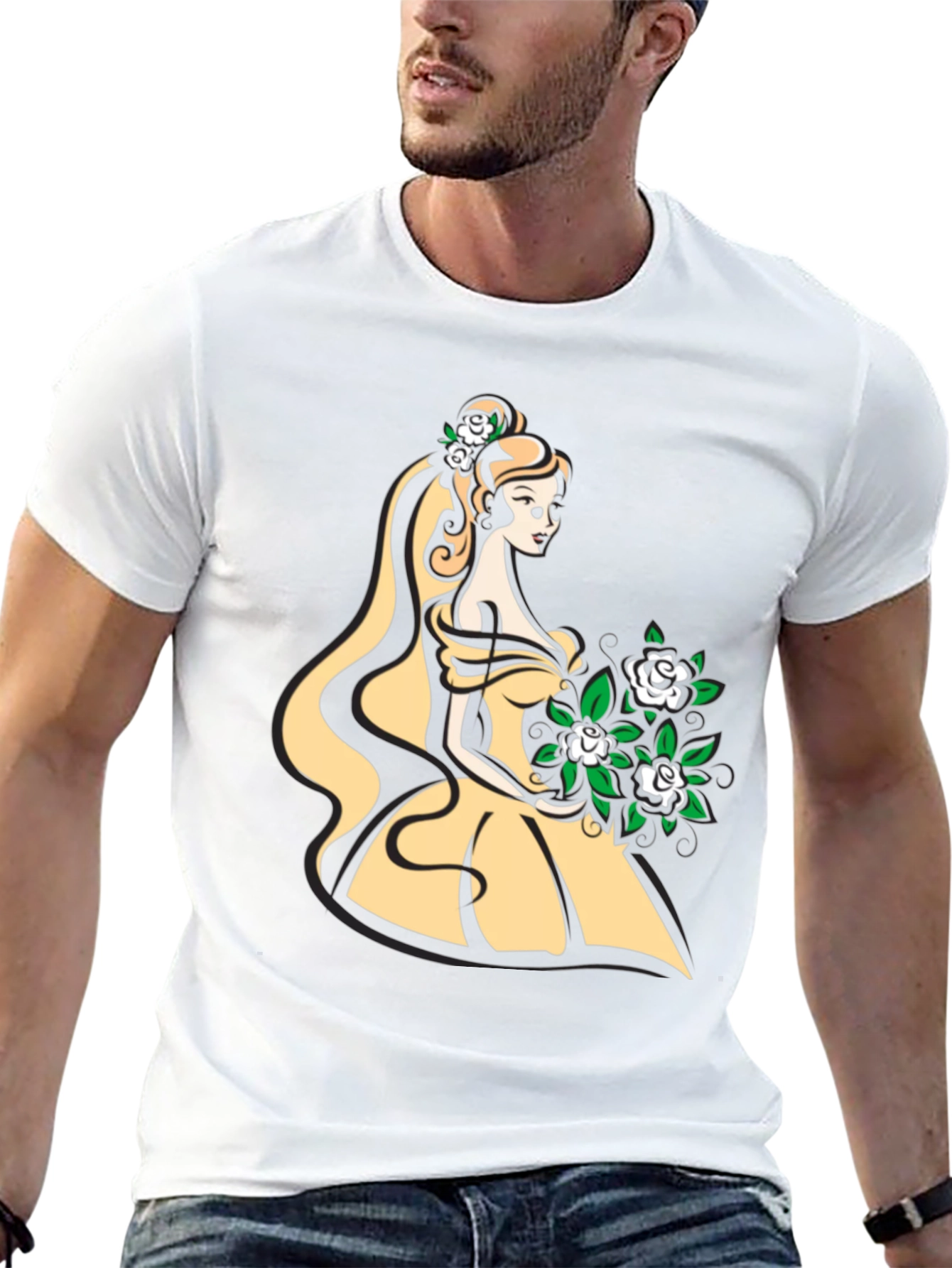 Elegant Belle-Inspired Graphic T-Shirt - Black