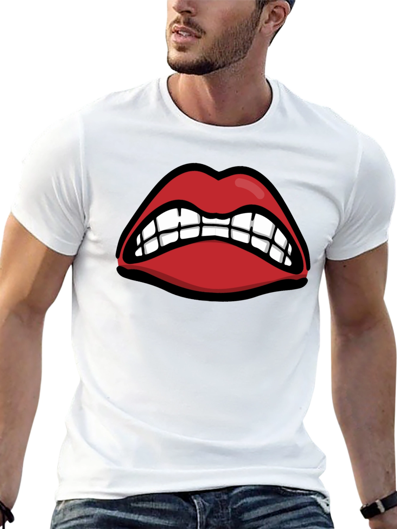 Snarling Lips Graphic Tee - Bold Statement T-Shirt