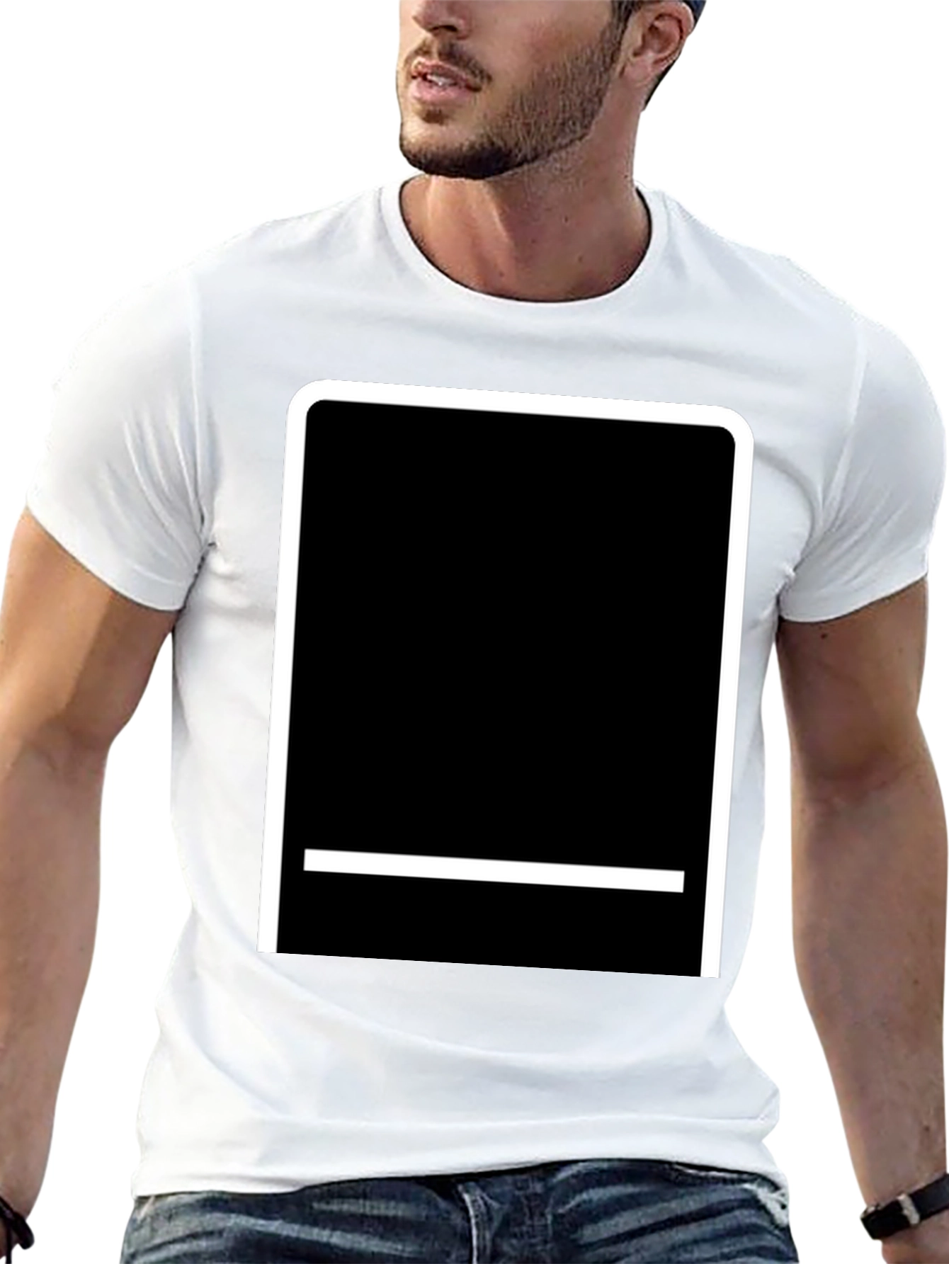 Minimalist Black Tee with Geometric Graphic