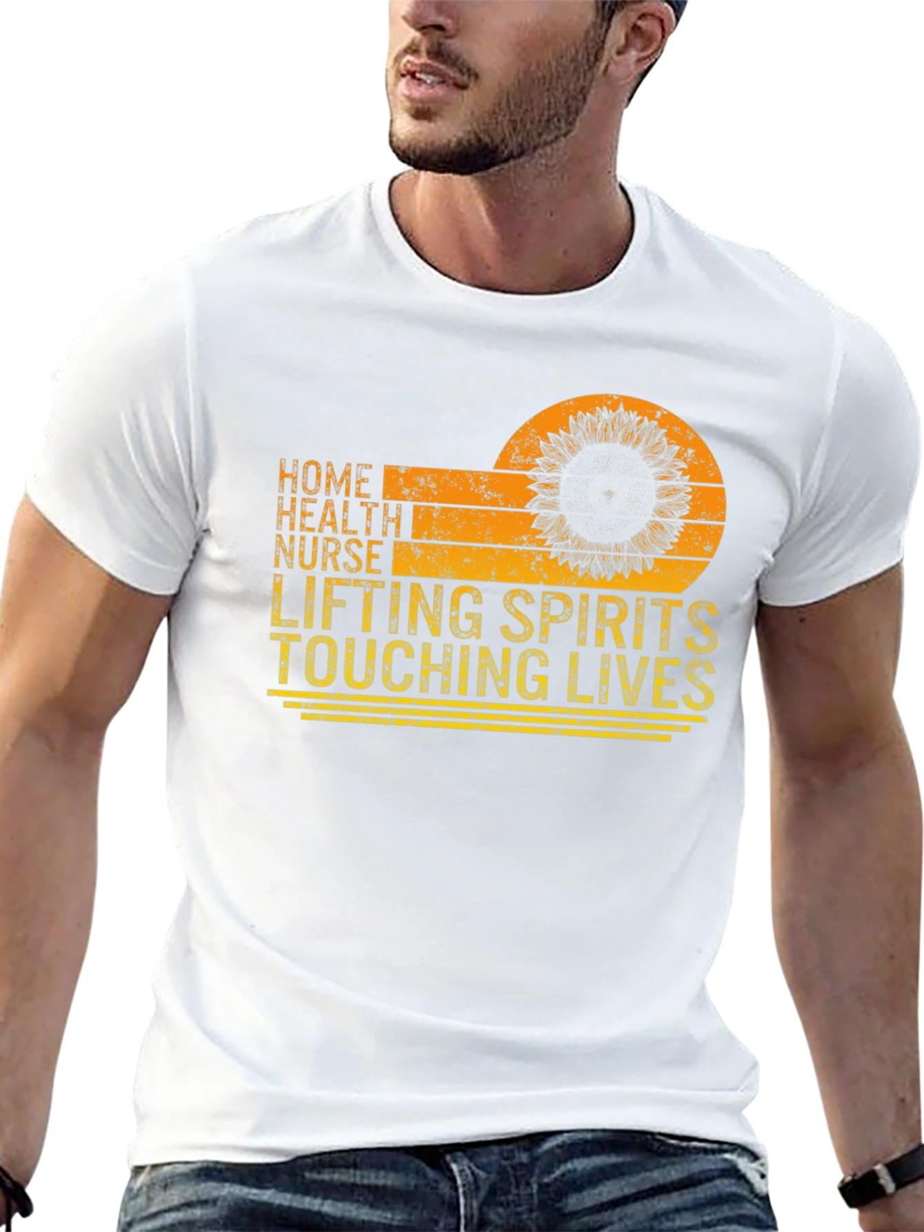 Home Health Nurse Sunflower Graphic T-Shirt