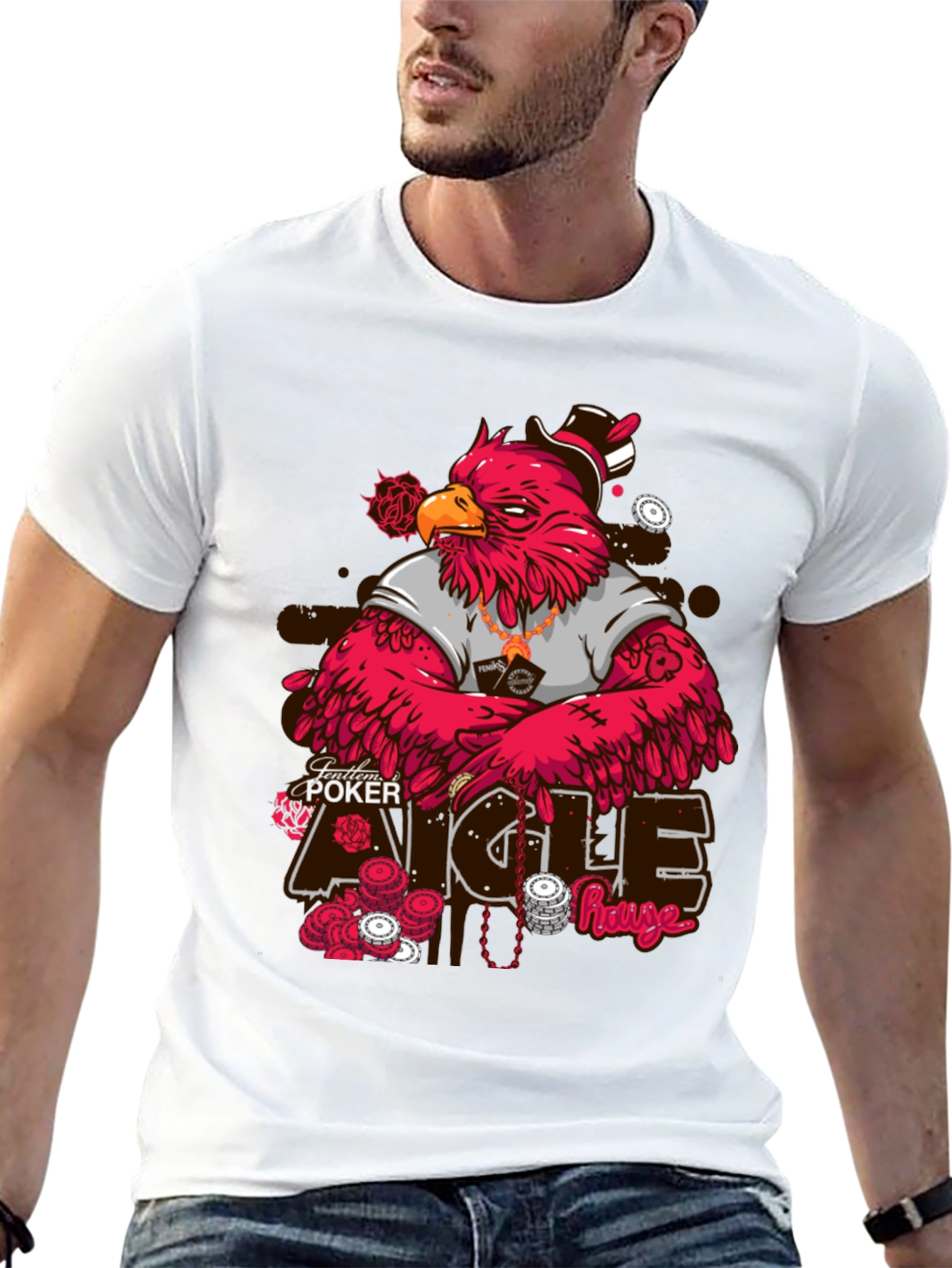 Poker Eagle Graphic T-Shirt