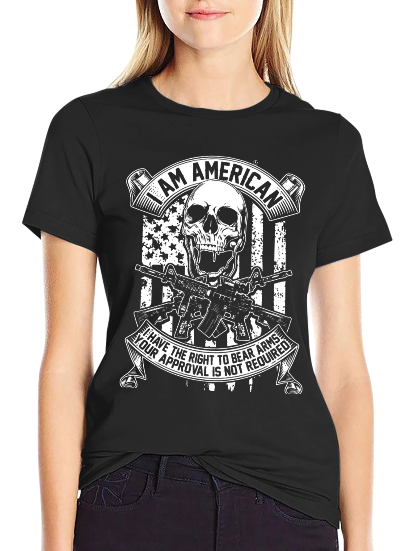 American Skull & Guns Graphic T-Shirt