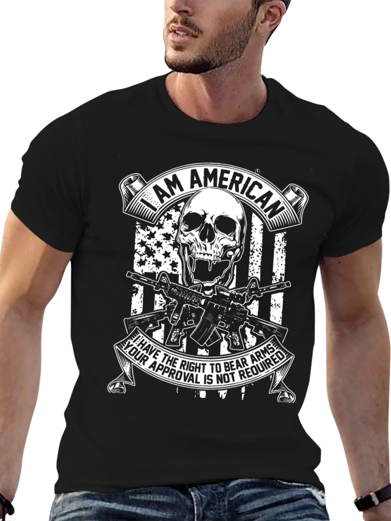 American Skull & Guns Graphic T-Shirt