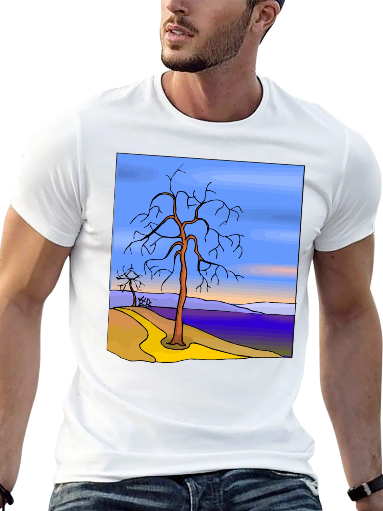 Artistic Tree Graphic Black T-Shirt