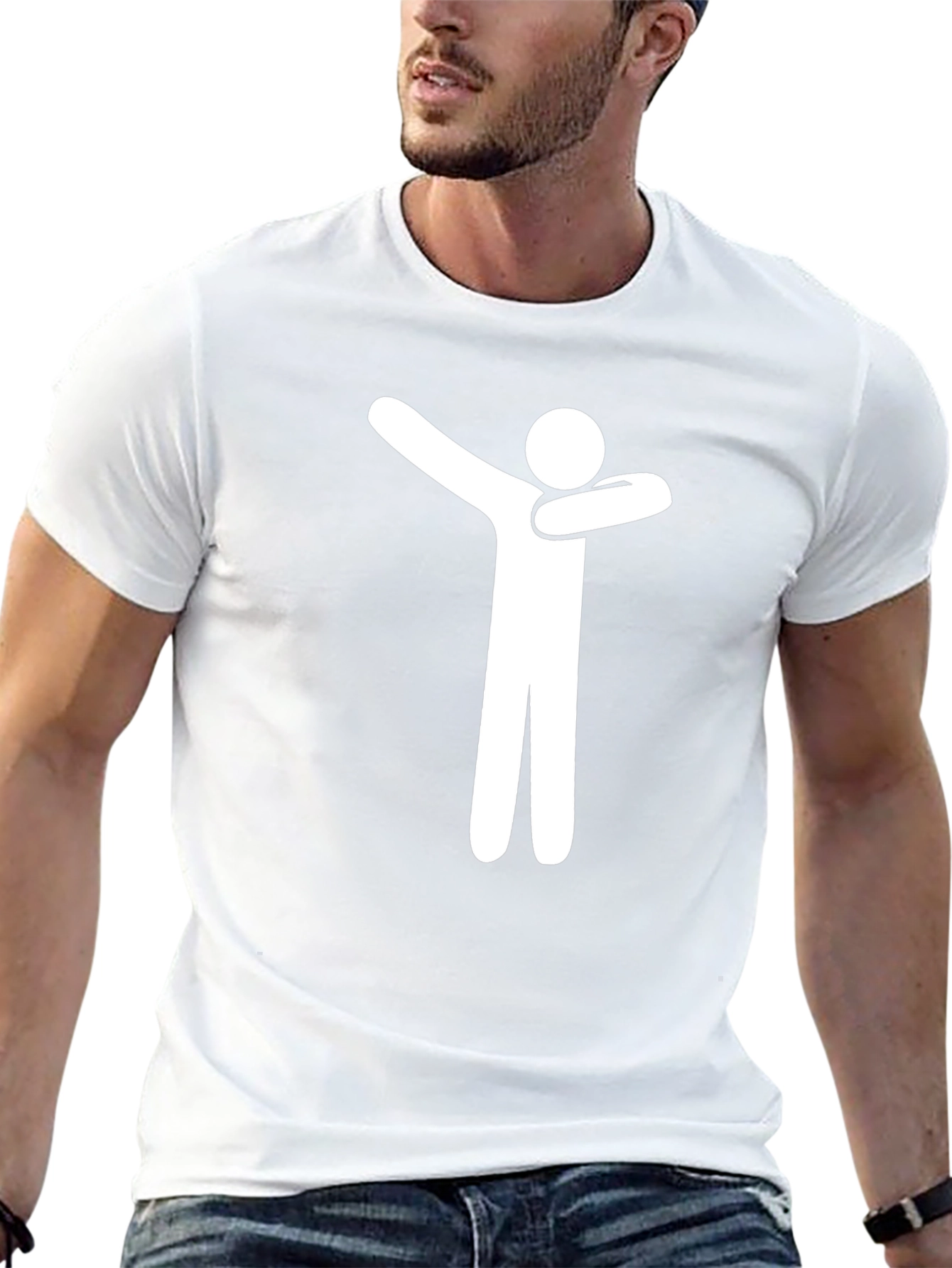 Dabbing Stick Figure Graphic Tee - Cool Black T-Shirt