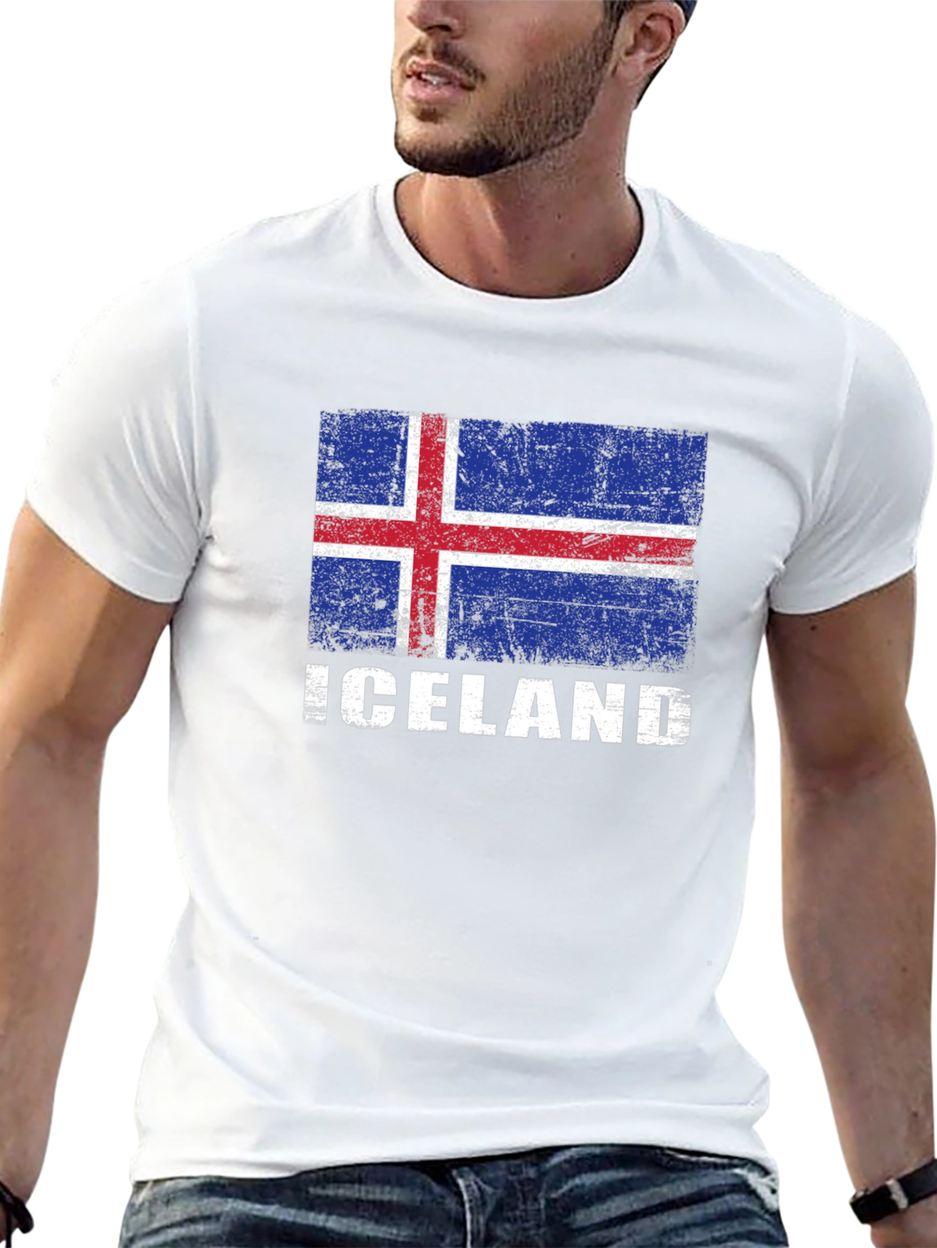 Iceland Flag Graphic Tee - Distressed Print