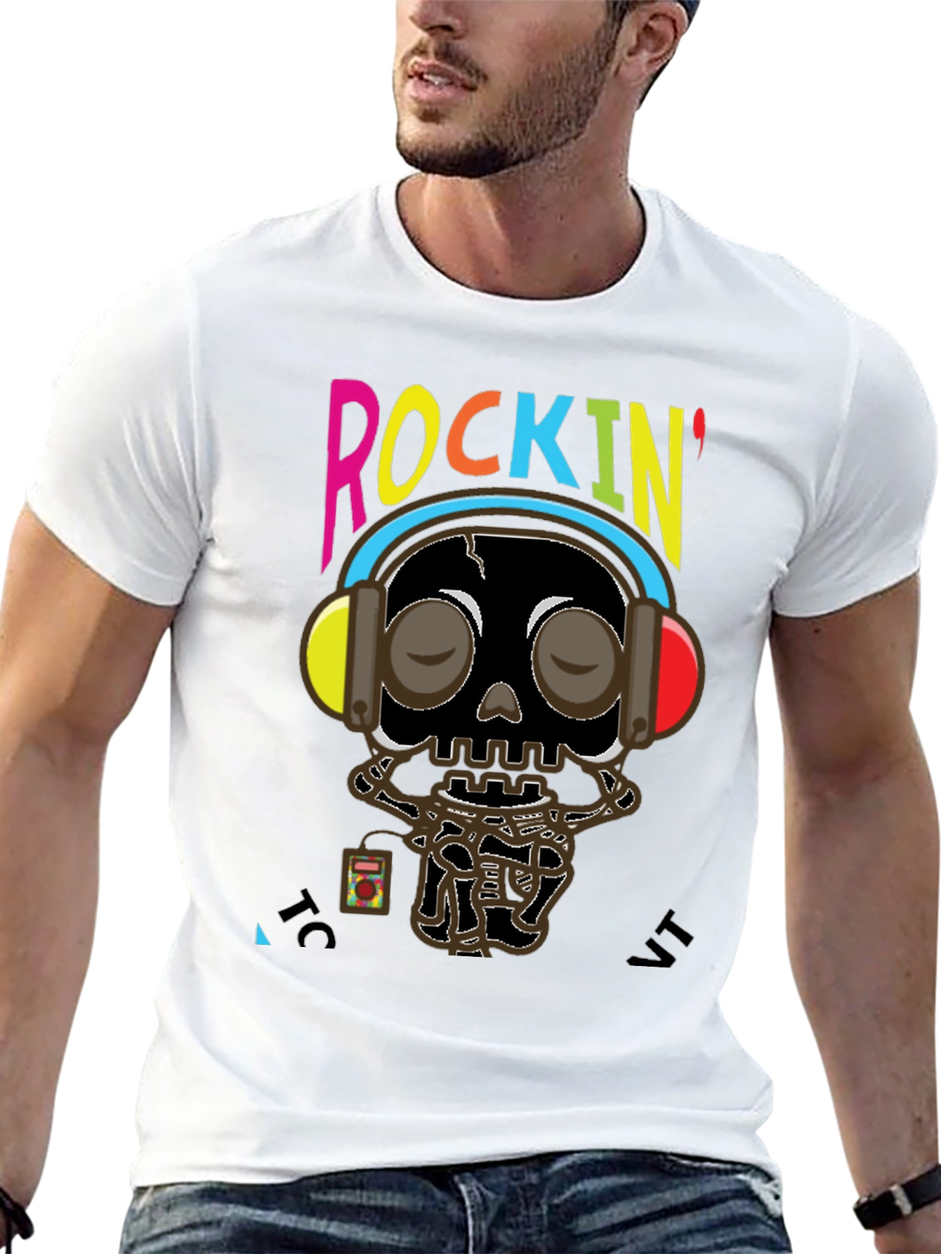 Rockin Skull Graphic Tee - Music Lovers T-Shirt