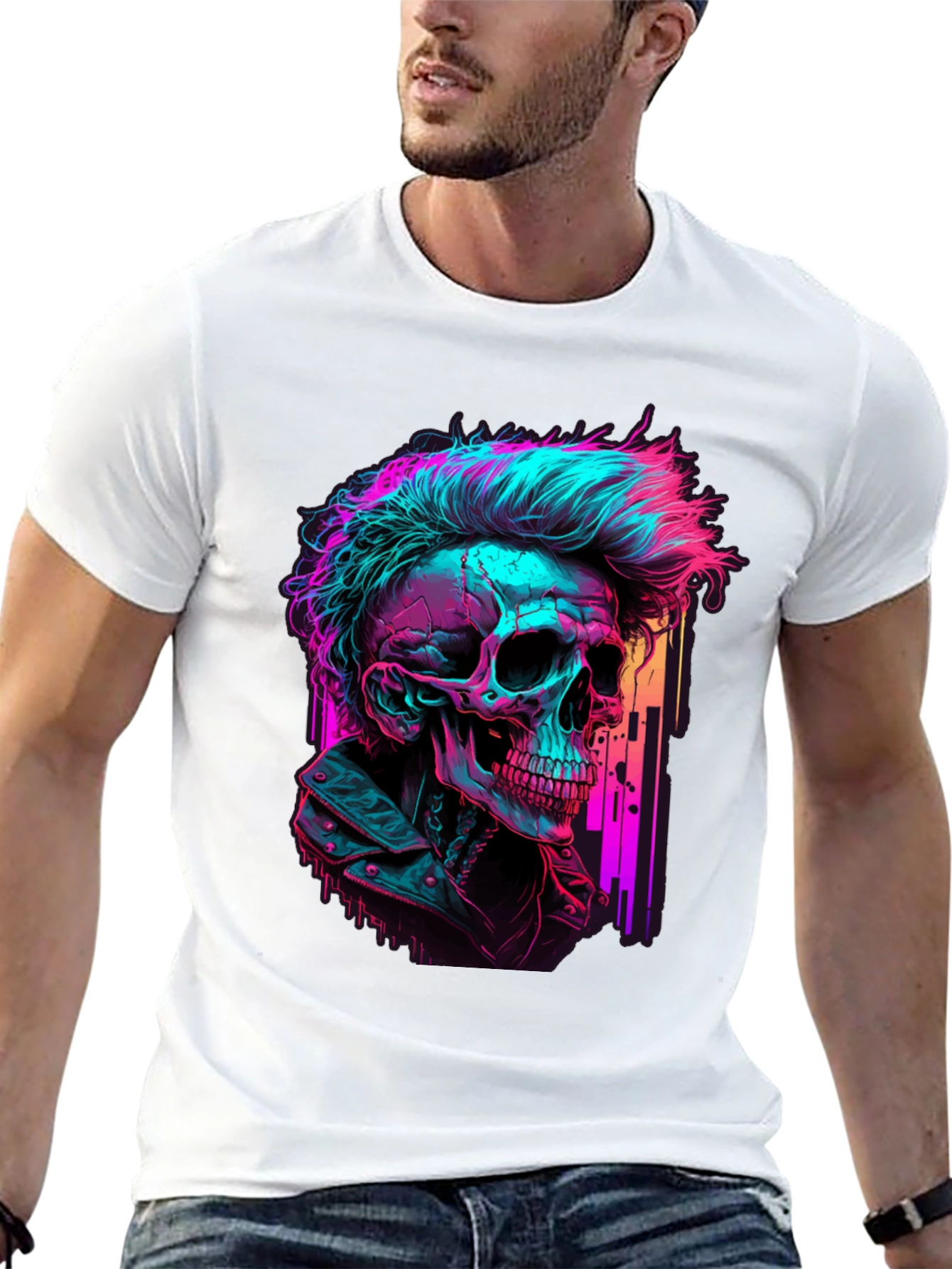 Cyberpunk Skull T-Shirt - Edgy Graphic Tee