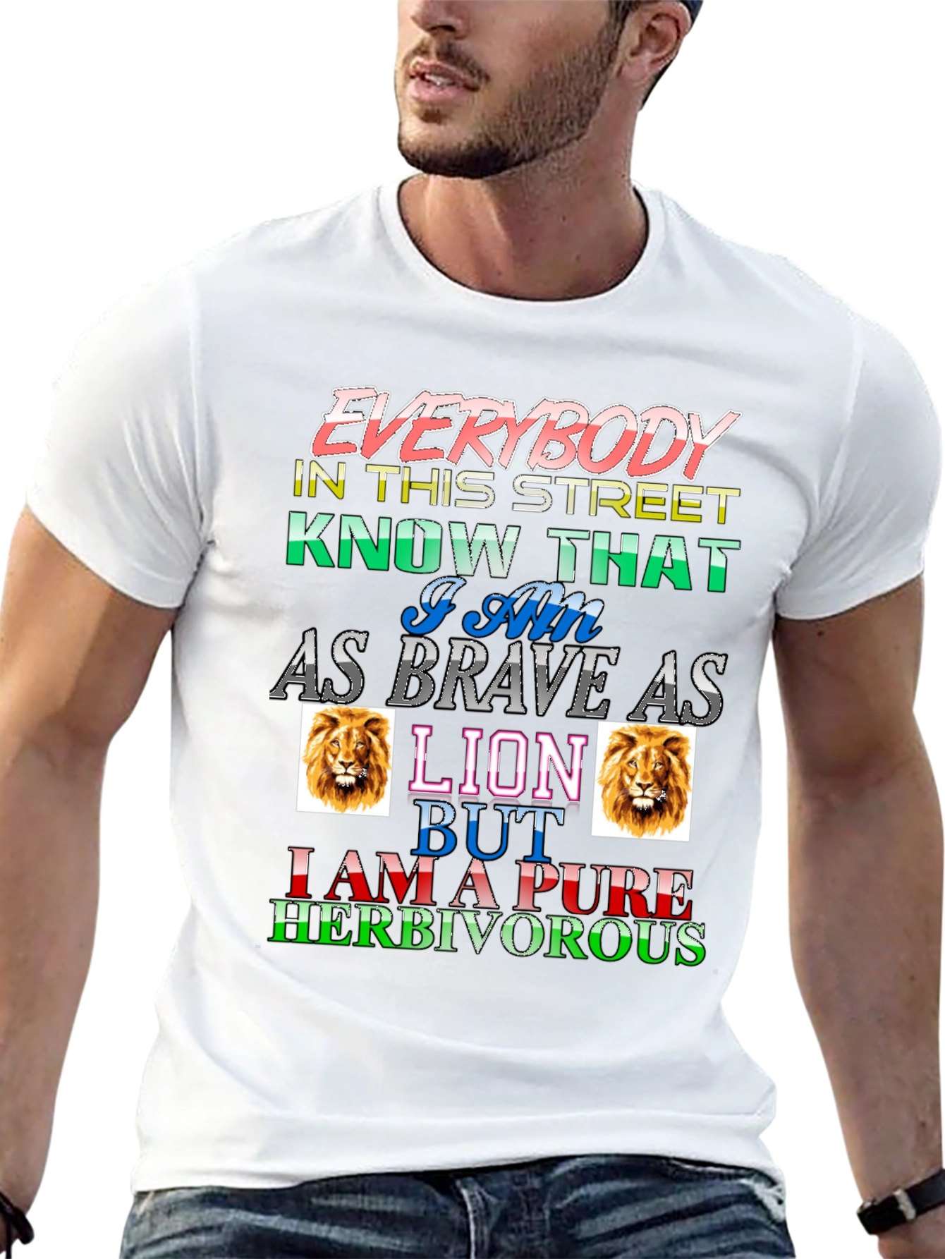 Brave Lion Herbivore Mens Black Graphic Tee