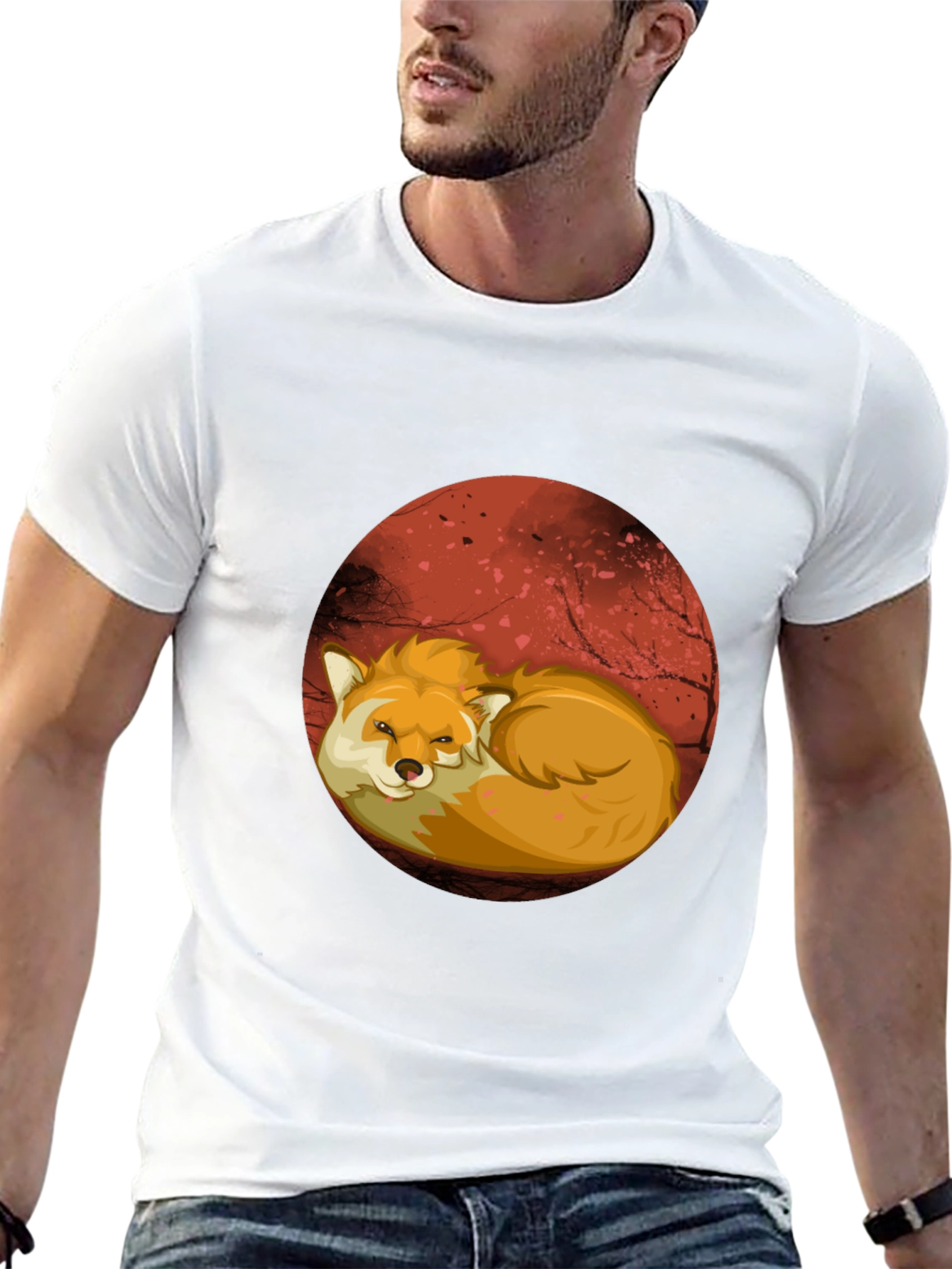 Fox Graphic T-Shirt - Red Moon Design Soft Cotton