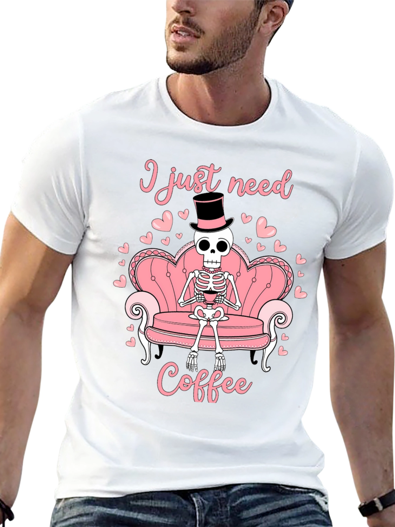 I Just Need Coffee Skeleton T-Shirt